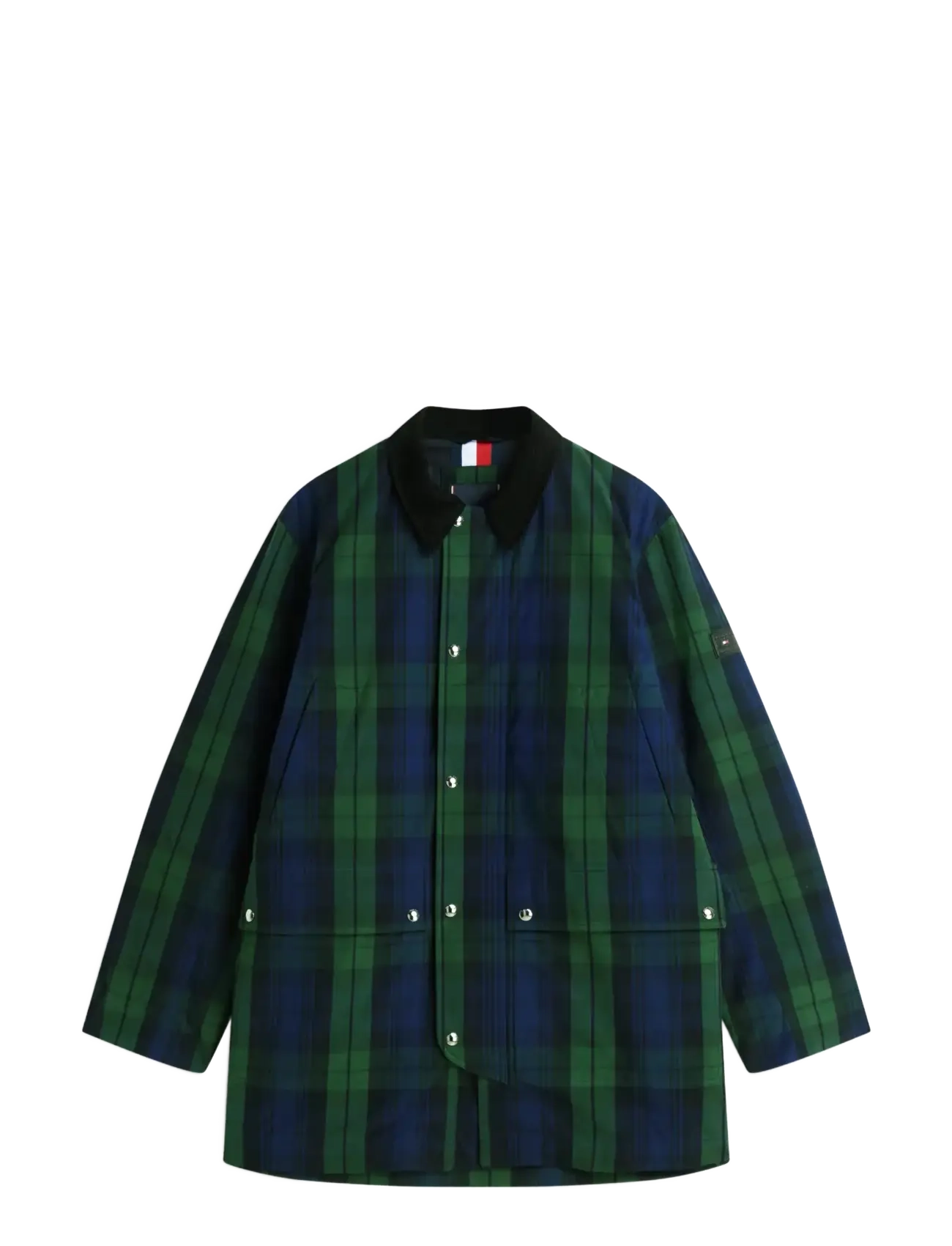 Tommy Hilfiger LONG CHECK WAXED BARN COAT - Overtøj - BLACKWATCH CHECK / multi