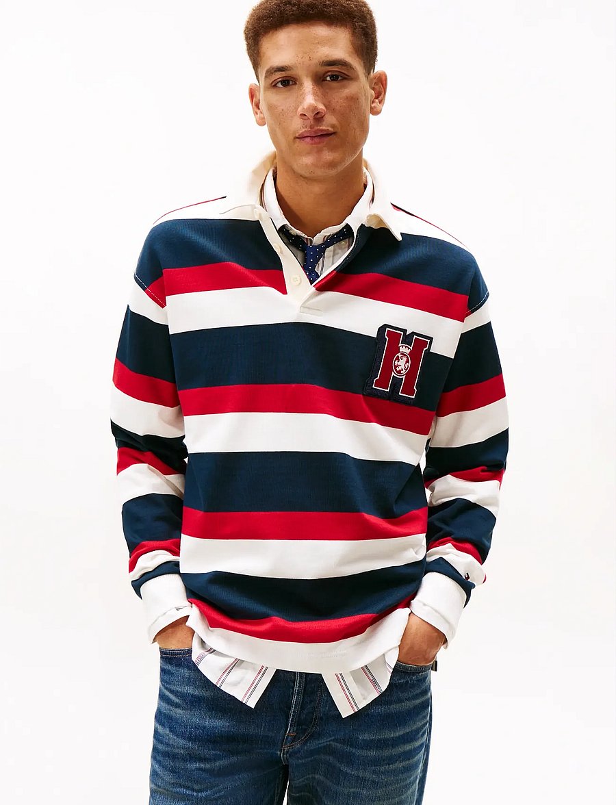 Tommy Hilfiger - CREST STRIPED RUGBY - langärmelig - ecru multi - 0