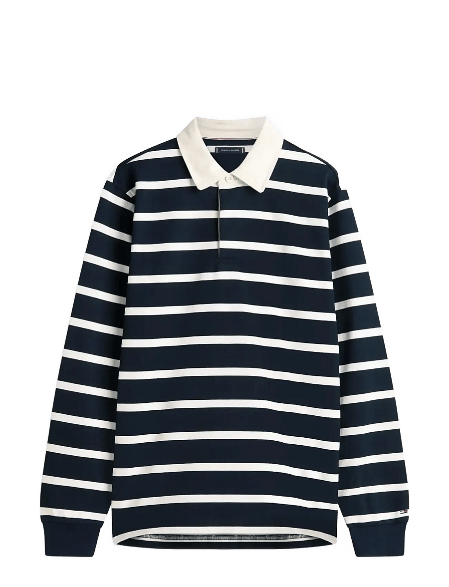 Tommy Hilfiger - ESSENTIAL STRIPED RUGBY - pitkähihaiset - desert sky ecru - 1
