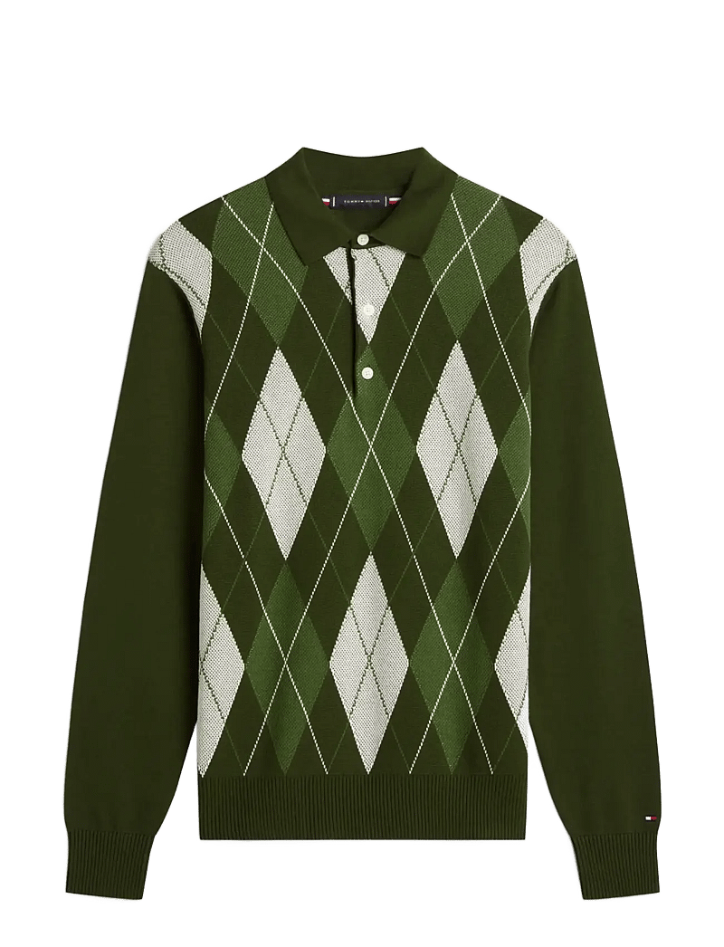 Tommy Hilfiger - ARGYLE LS RUGBY - gestrickte polohemden - arctic spruce - 1