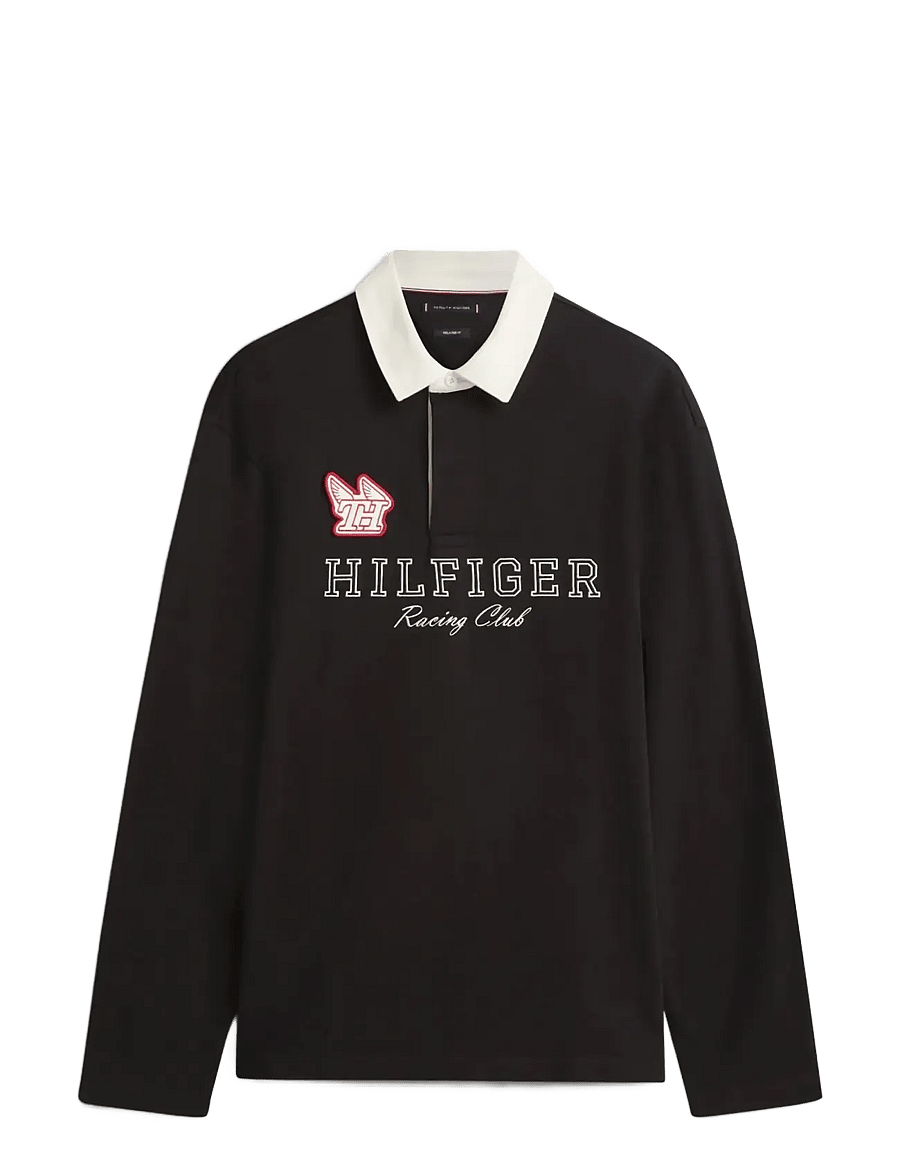 Tommy Hilfiger - LS ATHLEISURE RUGBY POLO - long-sleeved polos - black - 1
