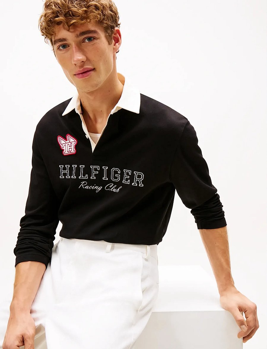 Tommy Hilfiger - LS ATHLEISURE RUGBY POLO - long-sleeved polos - black - 4