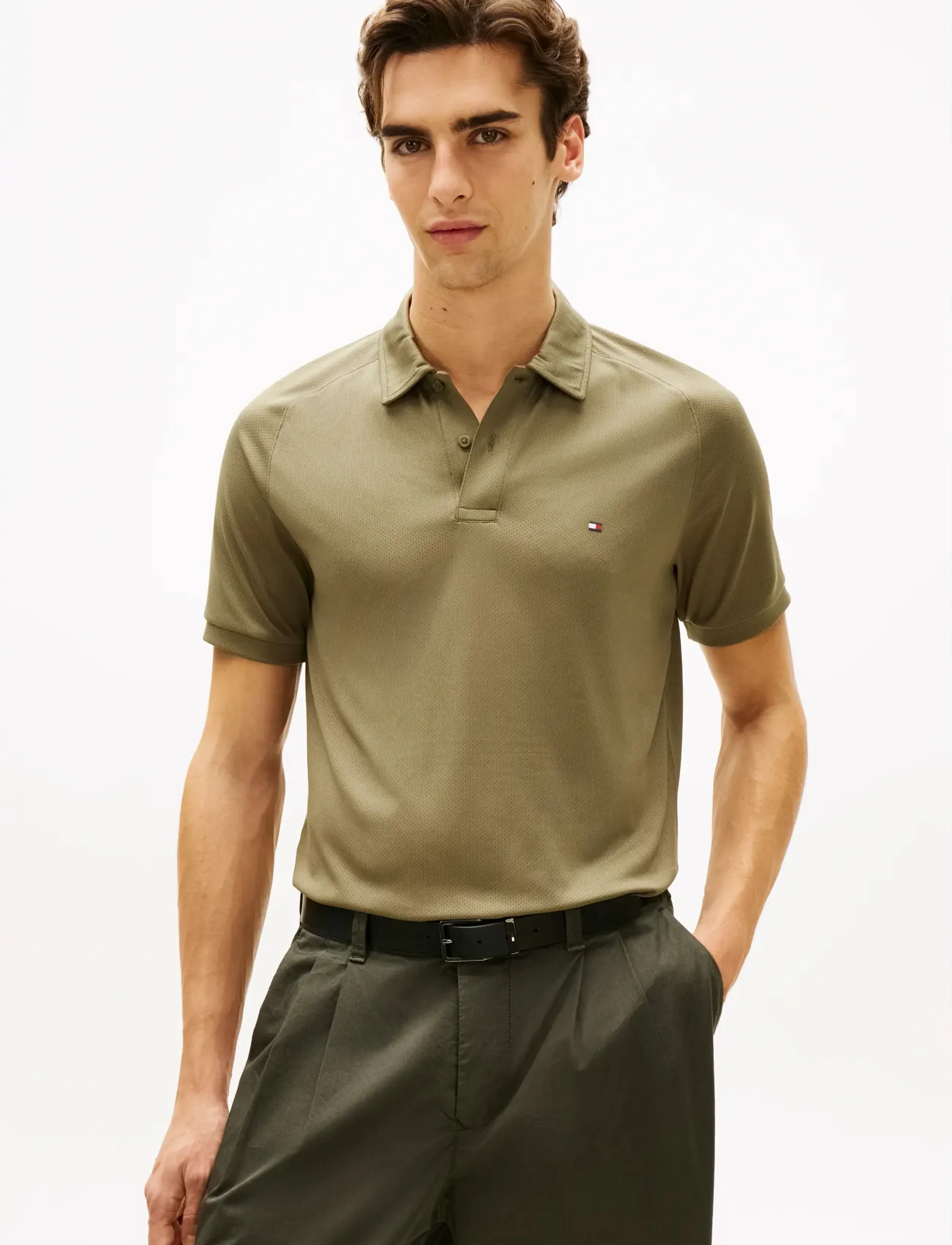 Tommy Hilfiger PERFORMANCE AIRDOT REG POLO - Tommy Hilfiger - DARK ARTICHOKE / khaki/green