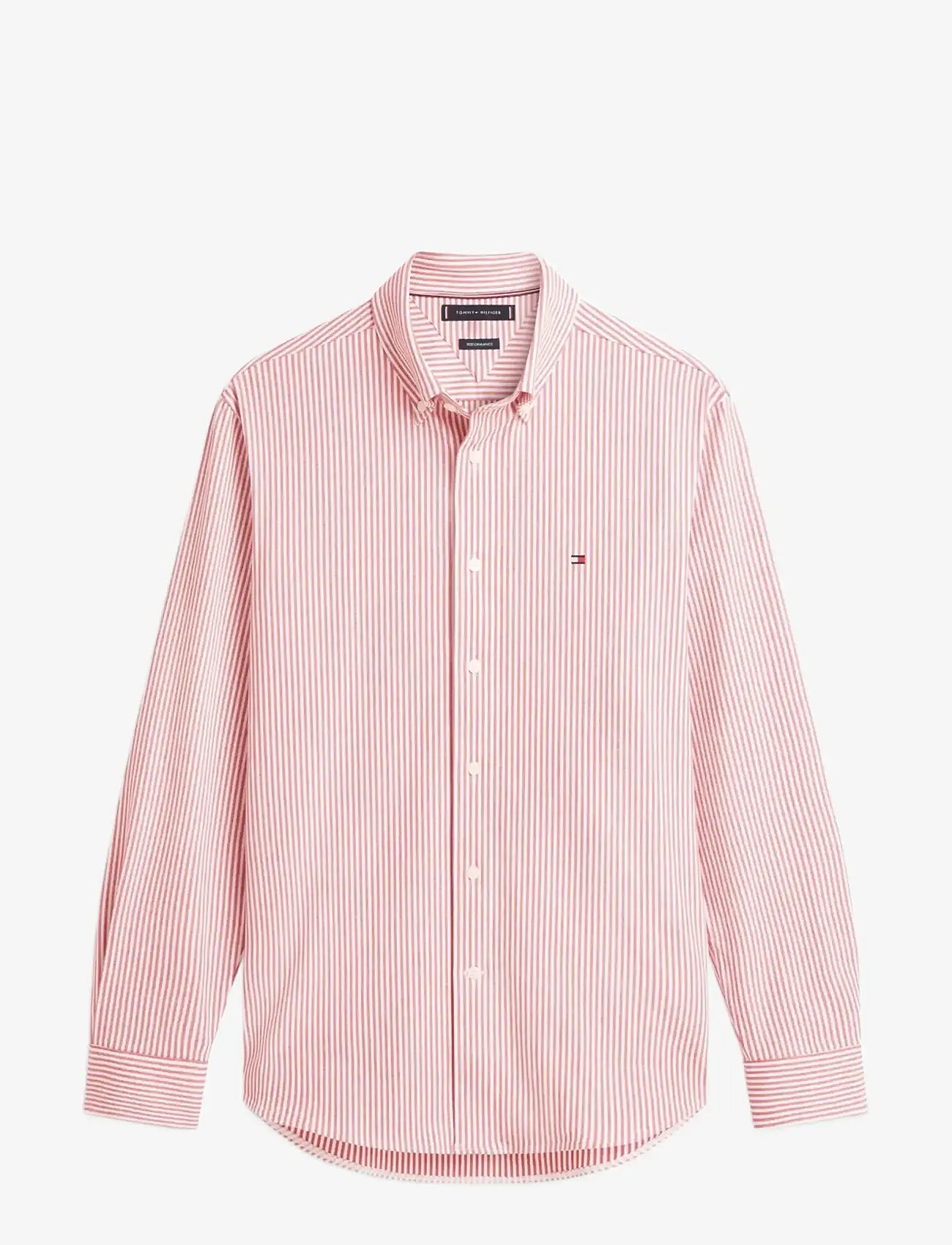 Tommy Hilfiger - PERFORMANCE STRIPE PIQUE OXFORD - randiga skjortor - medium red   white stripe - 1