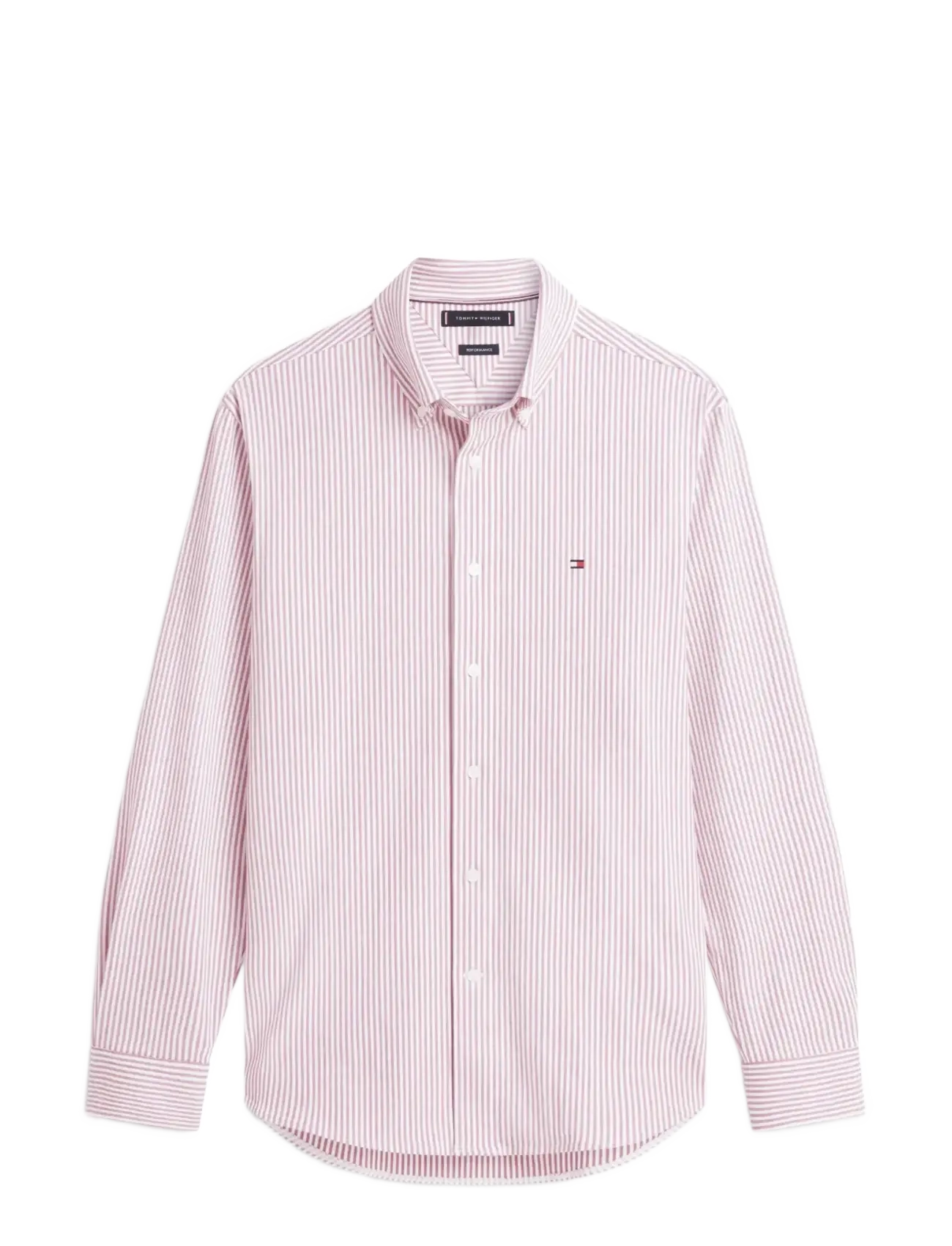 Tommy Hilfiger PERFORMANCE STRIPE PIQUE OXFORD - Oxford skjorter - MEDIUM RED   WHITE STRIPE / red