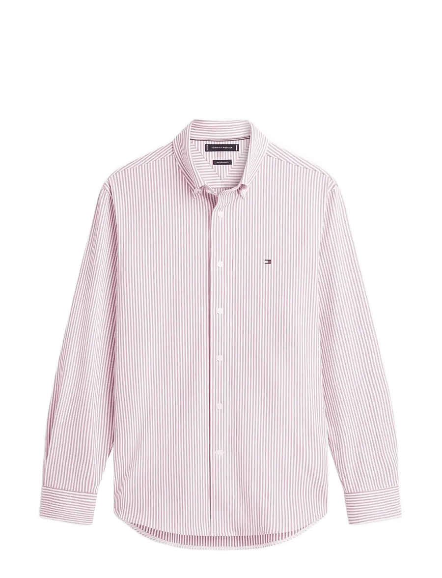 Tommy Hilfiger - PERFORMANCE STRIPE PIQUE OXFORD - gestreifte hemden - medium red white stripe - 1