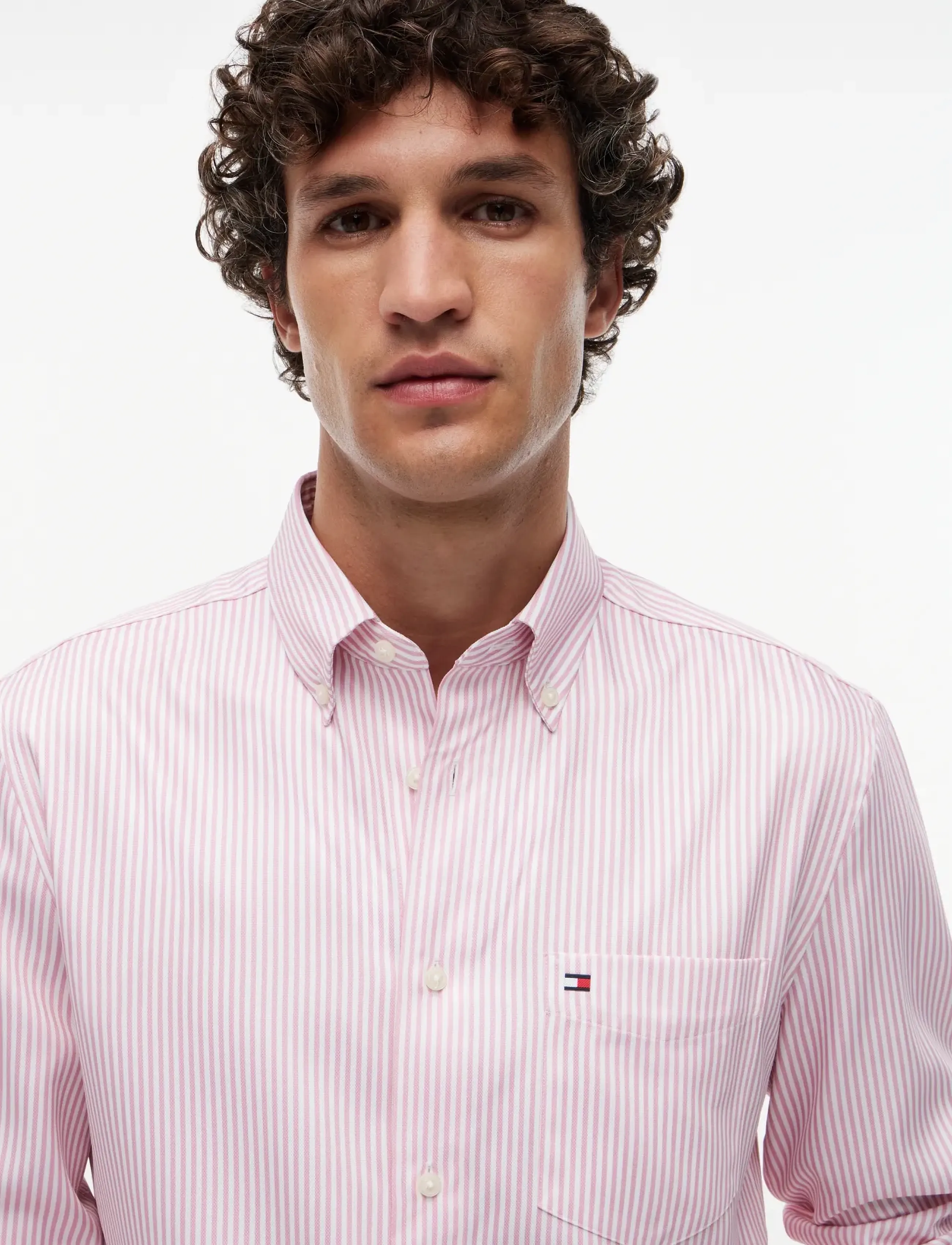 Tommy Hilfiger - PERFORMANCE STRIPE PIQUE OXFORD - strīpaini krekli - medium red   white stripe - 3