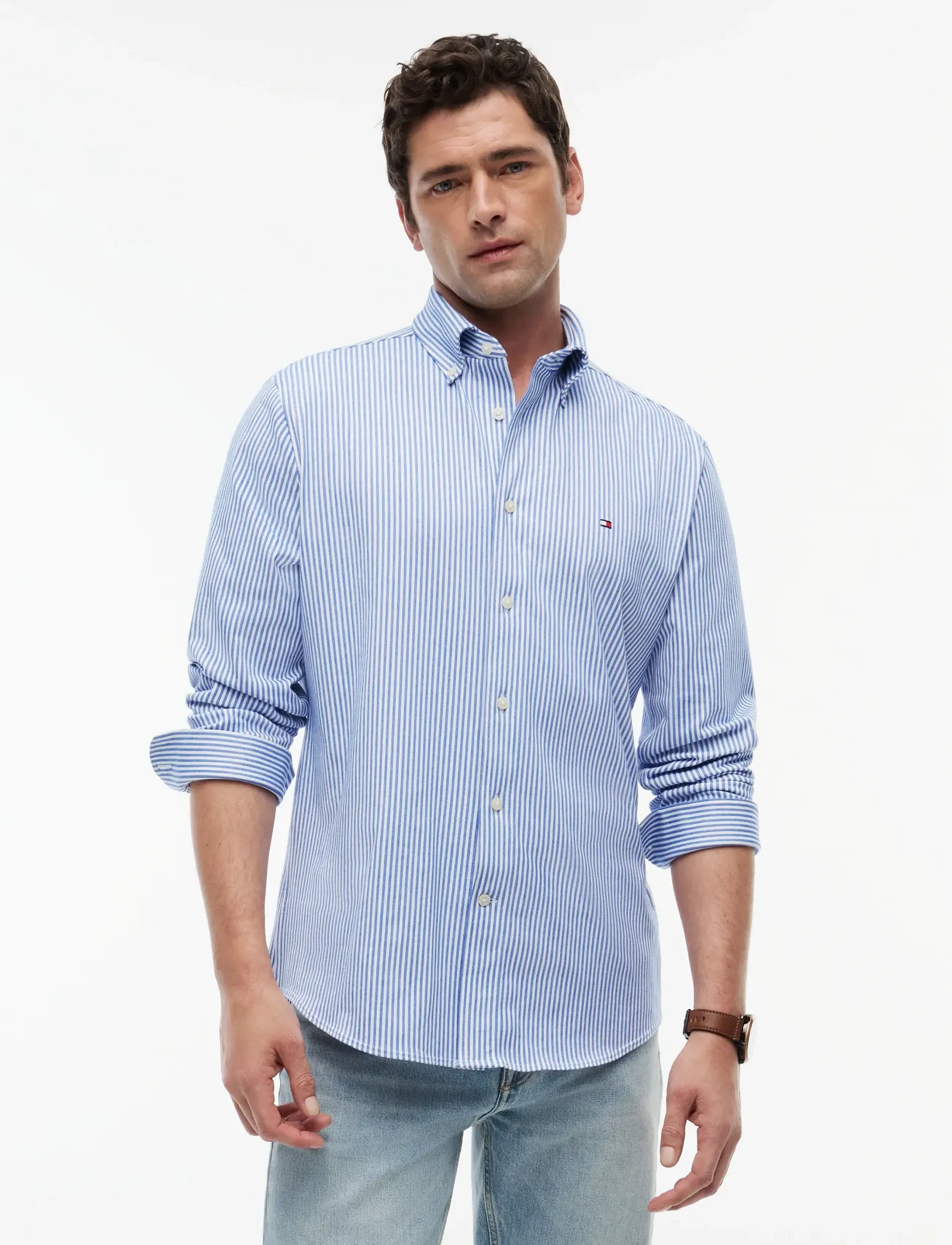 Tommy Hilfiger PERFORMANCE STRIPE PIQUE OXFORD - Overhemden - REGAL BLUE   WHITE STRIPE / blue