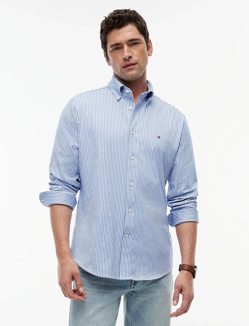 Tommy Hilfiger - PERFORMANCE STRIPE PIQUE OXFORD - gestreifte hemden - regal blue white stripe - 0