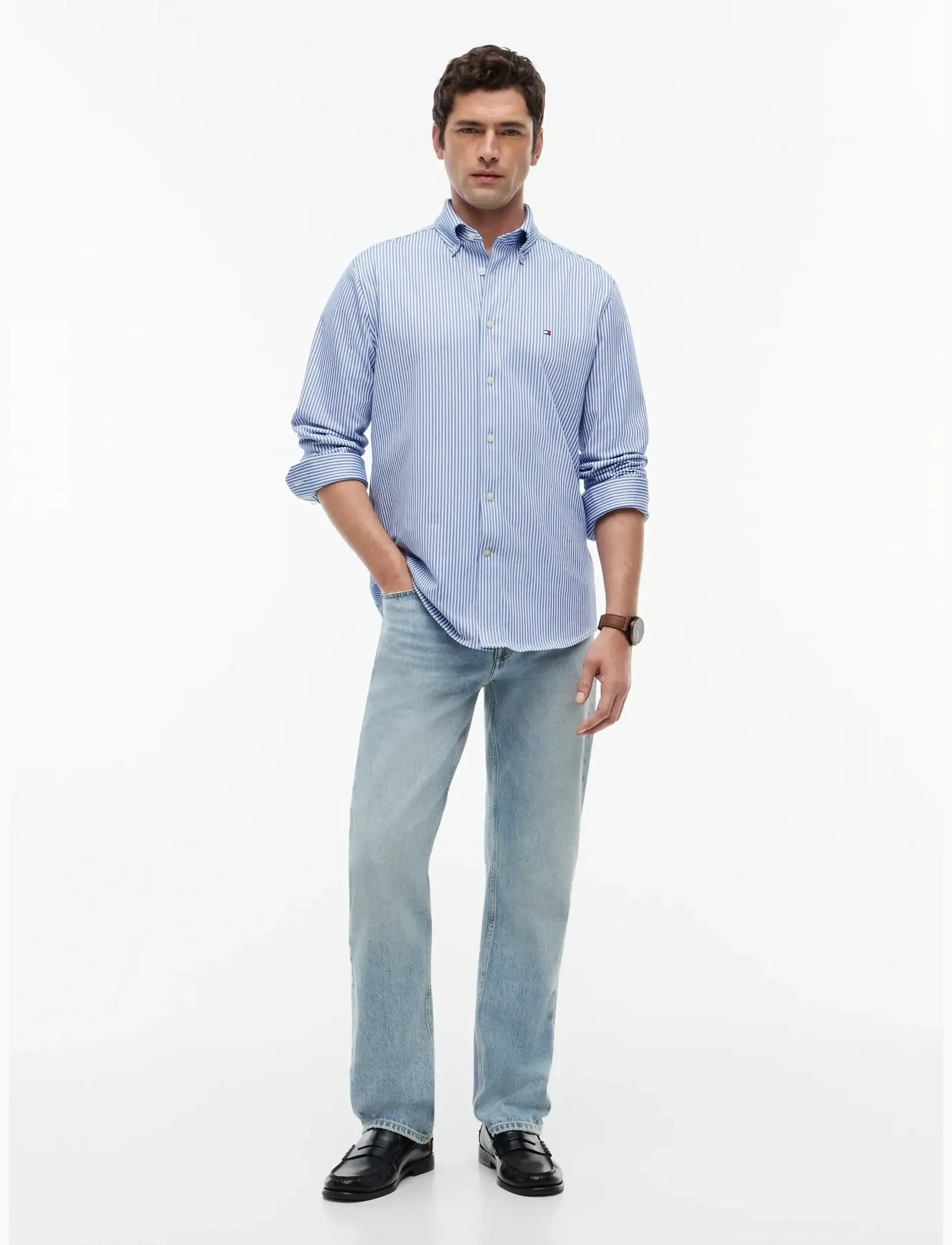 Tommy Hilfiger - PERFORMANCE STRIPE PIQUE OXFORD - regal blue   white stripe - 4