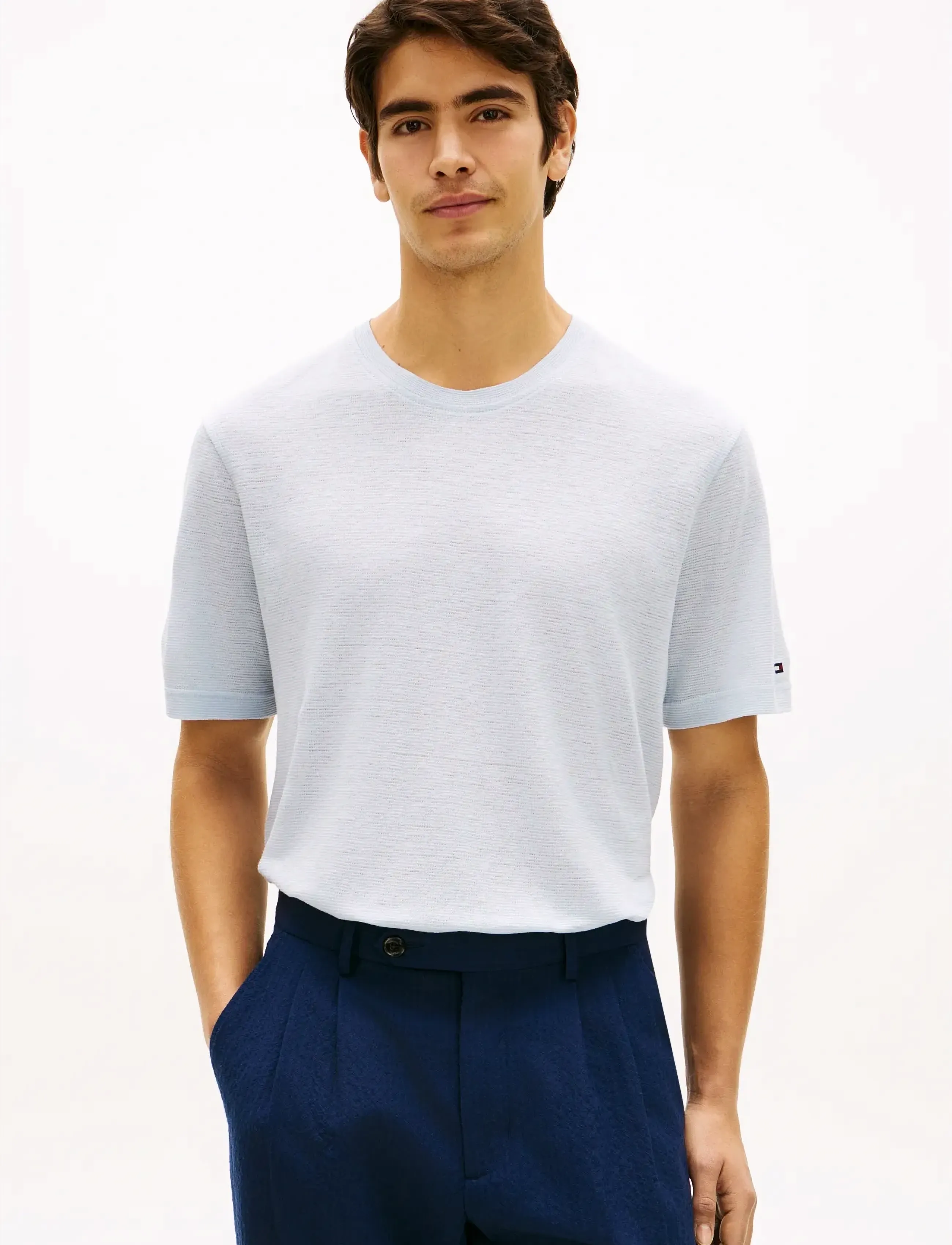 Tommy Hilfiger - DC LINEN TEE - lyhythihaiset - breezy blue - 0