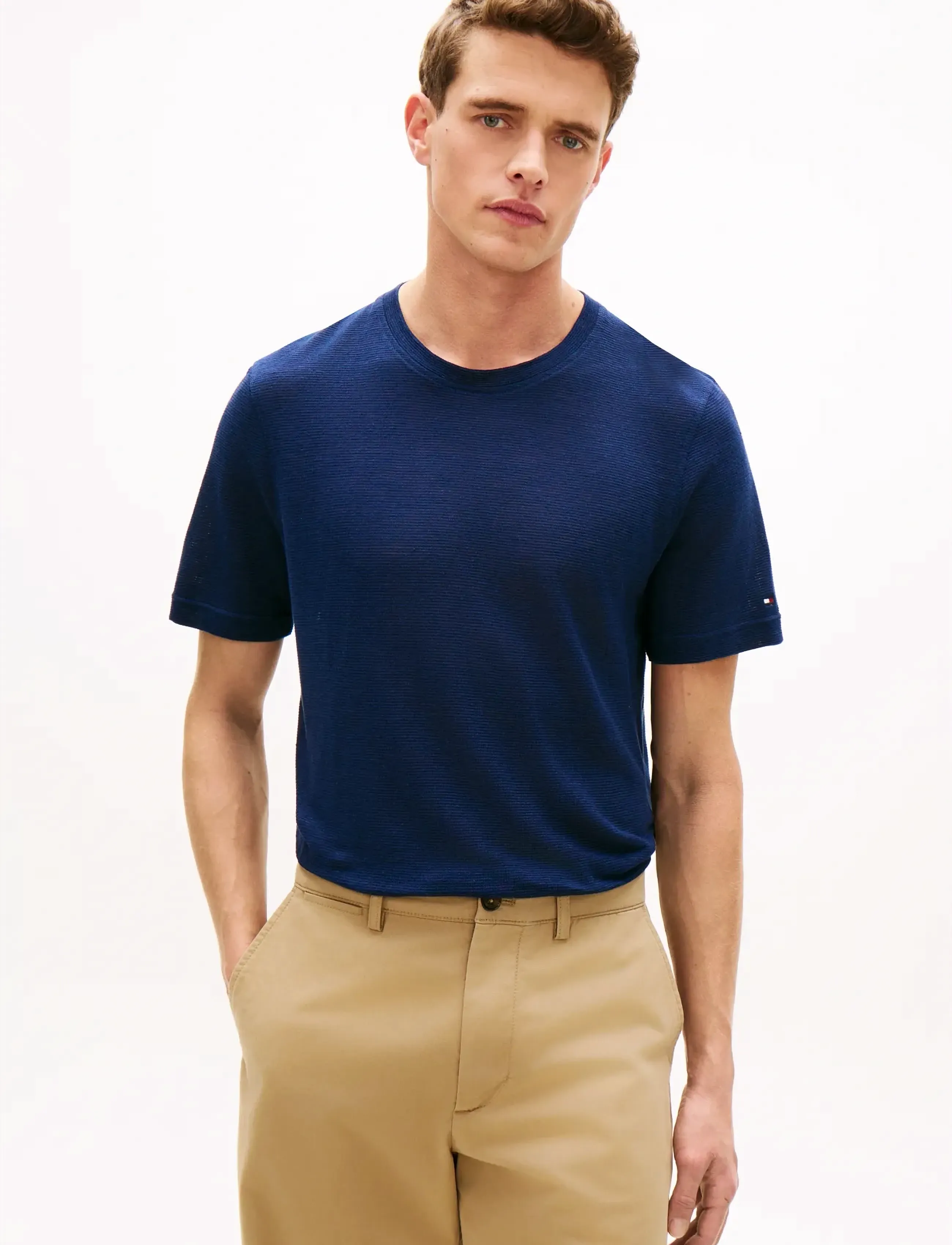 Tommy Hilfiger DC LINEN TEE - T-Shirts - NAVY IRIS / navy