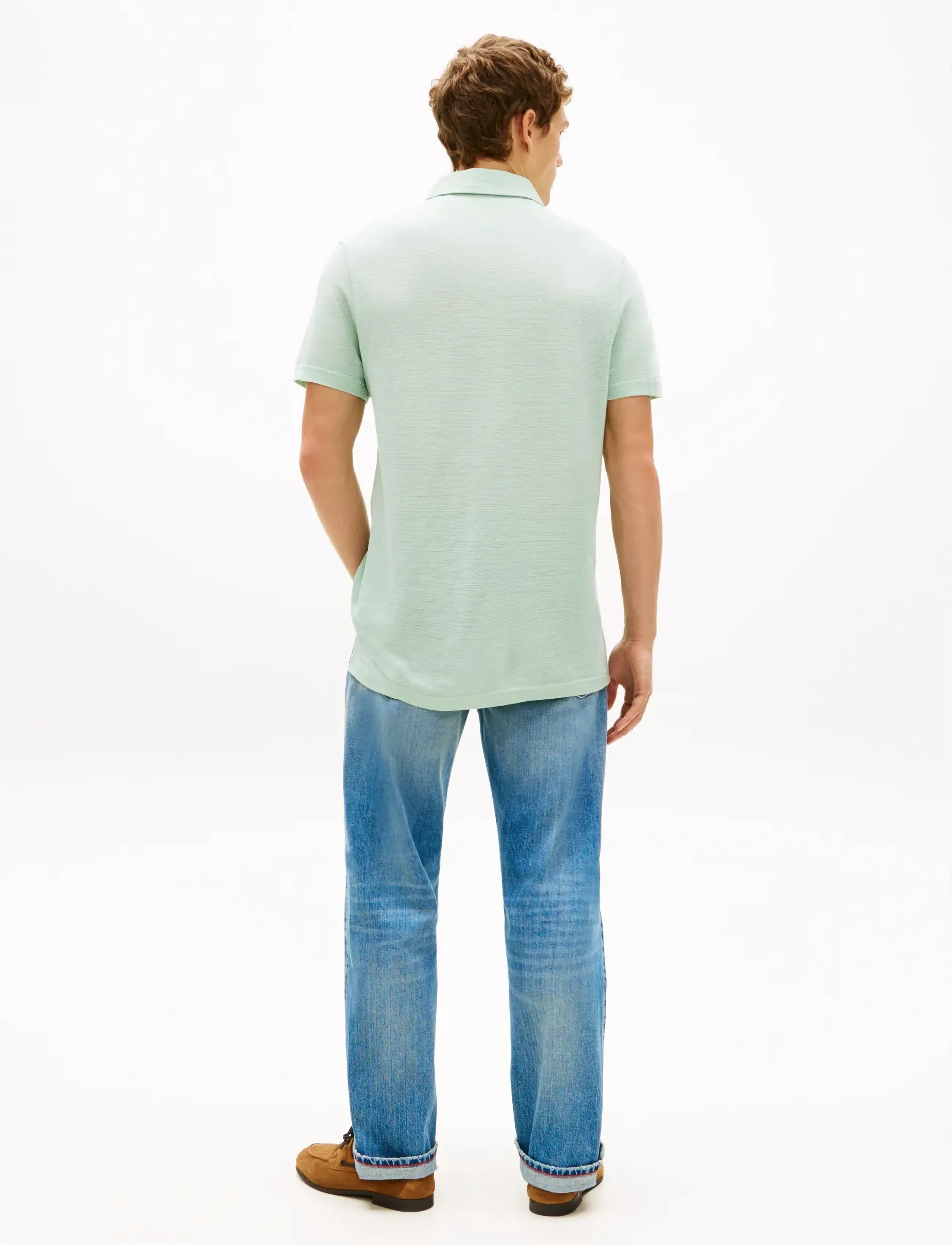 TOMMY HILFIGER Dc Spread Collar Linen Polo pikéer herr – bild 2