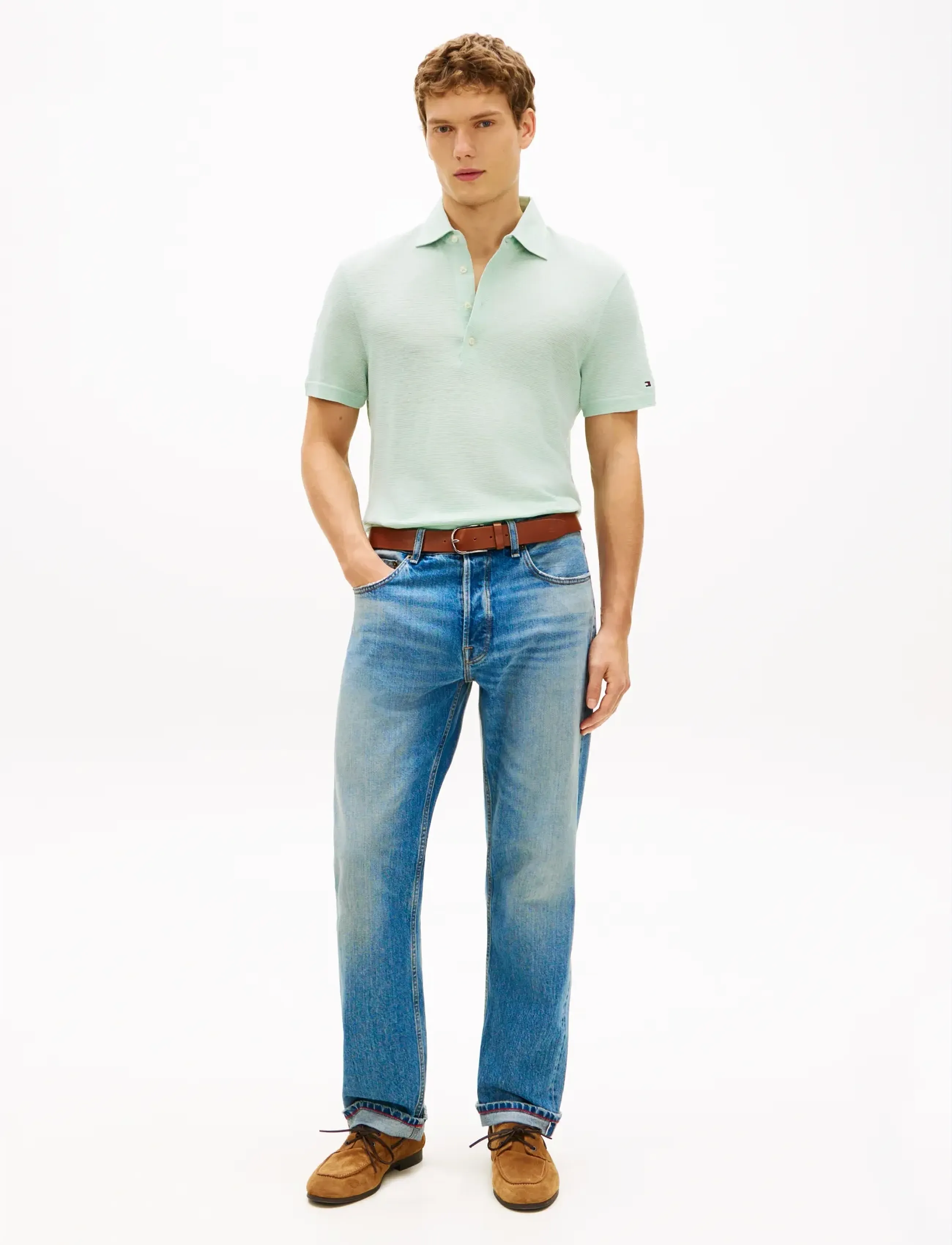 Tommy Hilfiger - DC SPREAD COLLAR LINEN POLO - stickade pikéer - crushed mint - 3