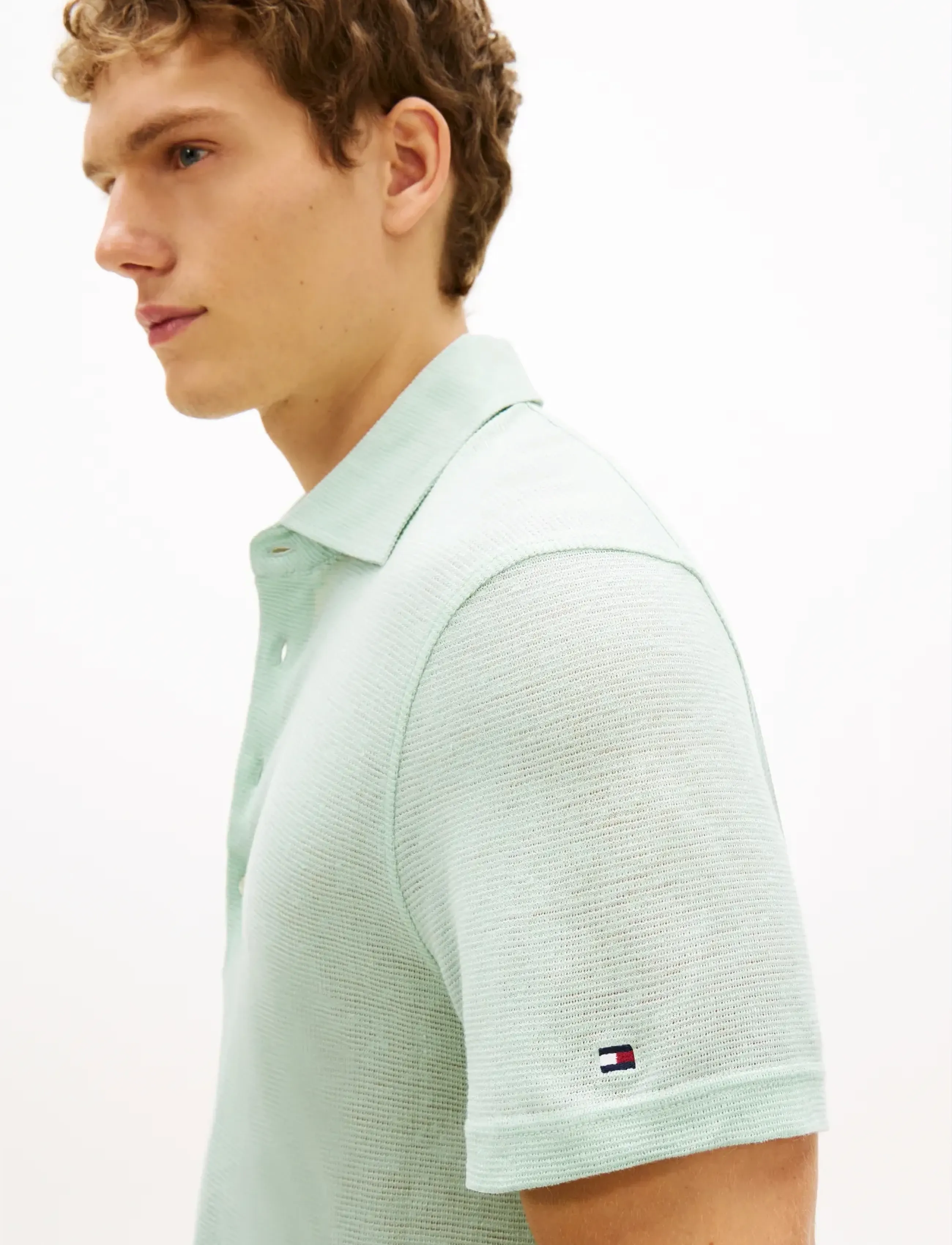 TOMMY HILFIGER Dc Spread Collar Linen Polo pikéer herr – bild 4