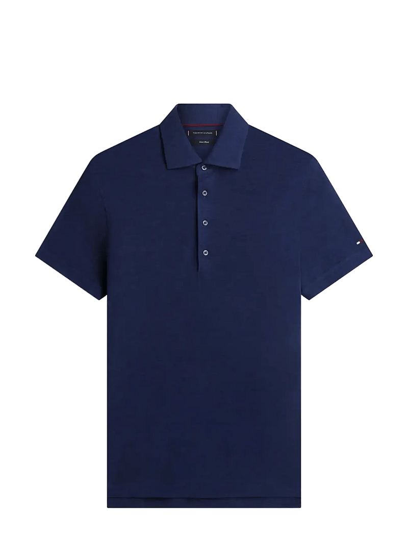 Tommy Hilfiger - DC SPREAD COLLAR LINEN POLO - gestrickte polohemden - navy iris - 1