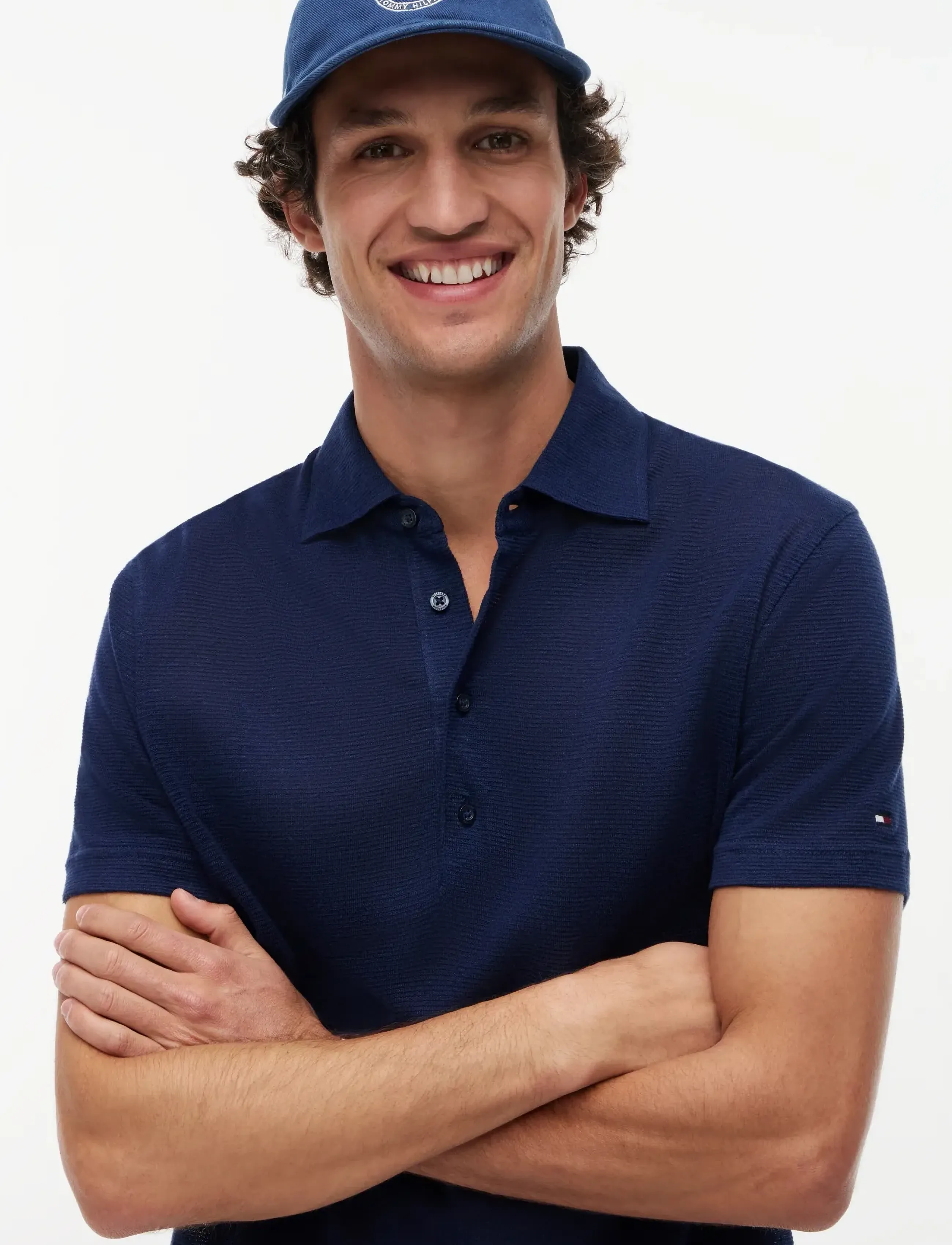 Tommy Hilfiger - DC SPREAD COLLAR LINEN POLO - knitted polos - navy iris - 3