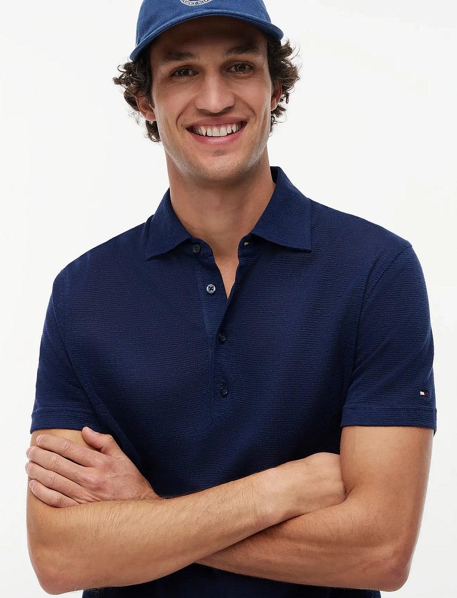 Tommy Hilfiger - DC SPREAD COLLAR LINEN POLO - stickade pikéer - navy iris - 3