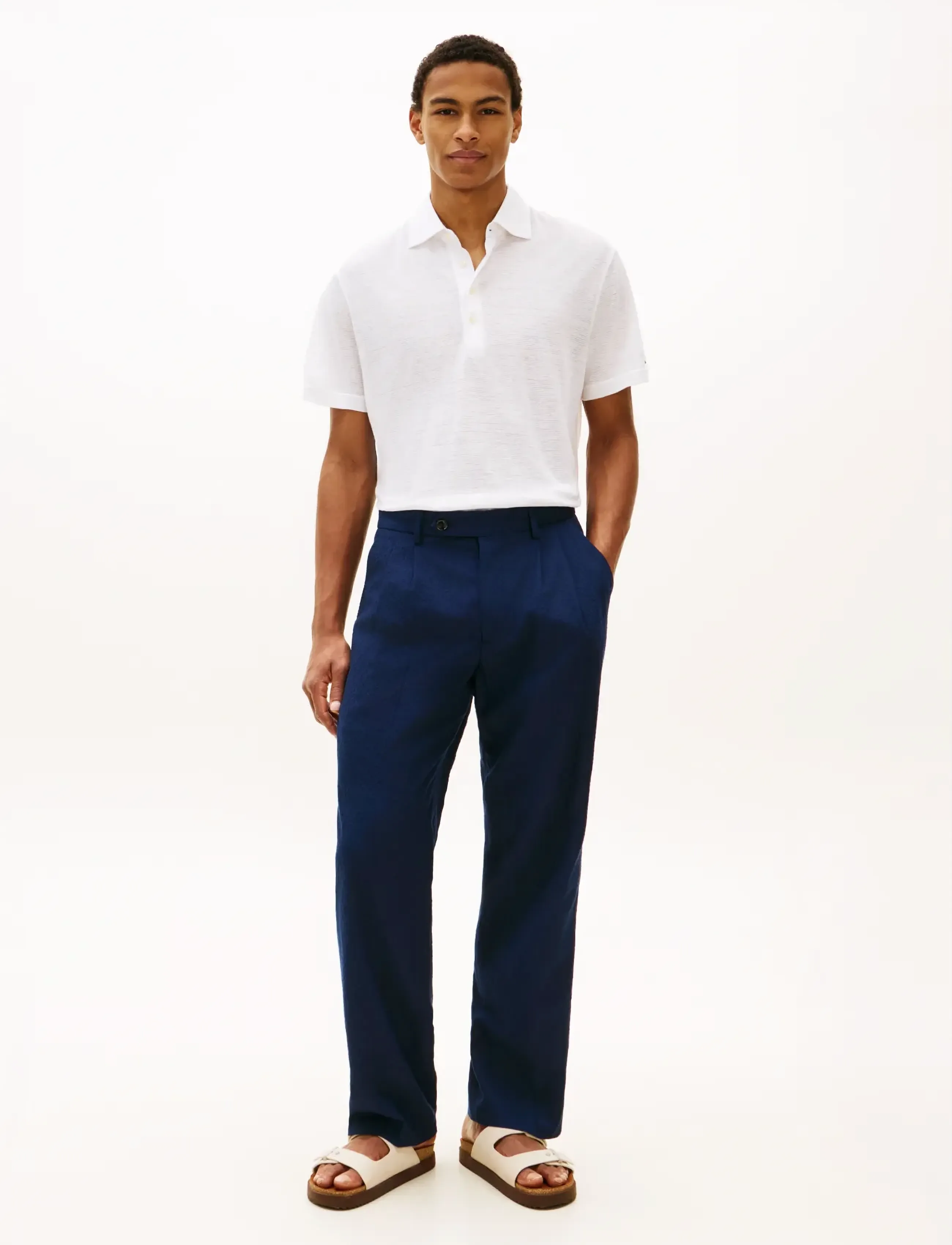 Tommy Hilfiger - DC SPREAD COLLAR LINEN POLO - kootud polosärgid - white - 3