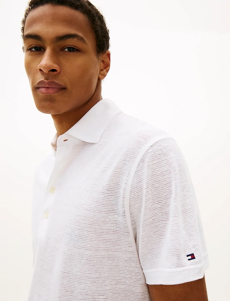 Tommy Hilfiger - DC SPREAD COLLAR LINEN POLO - gestrickte polohemden - white - 4