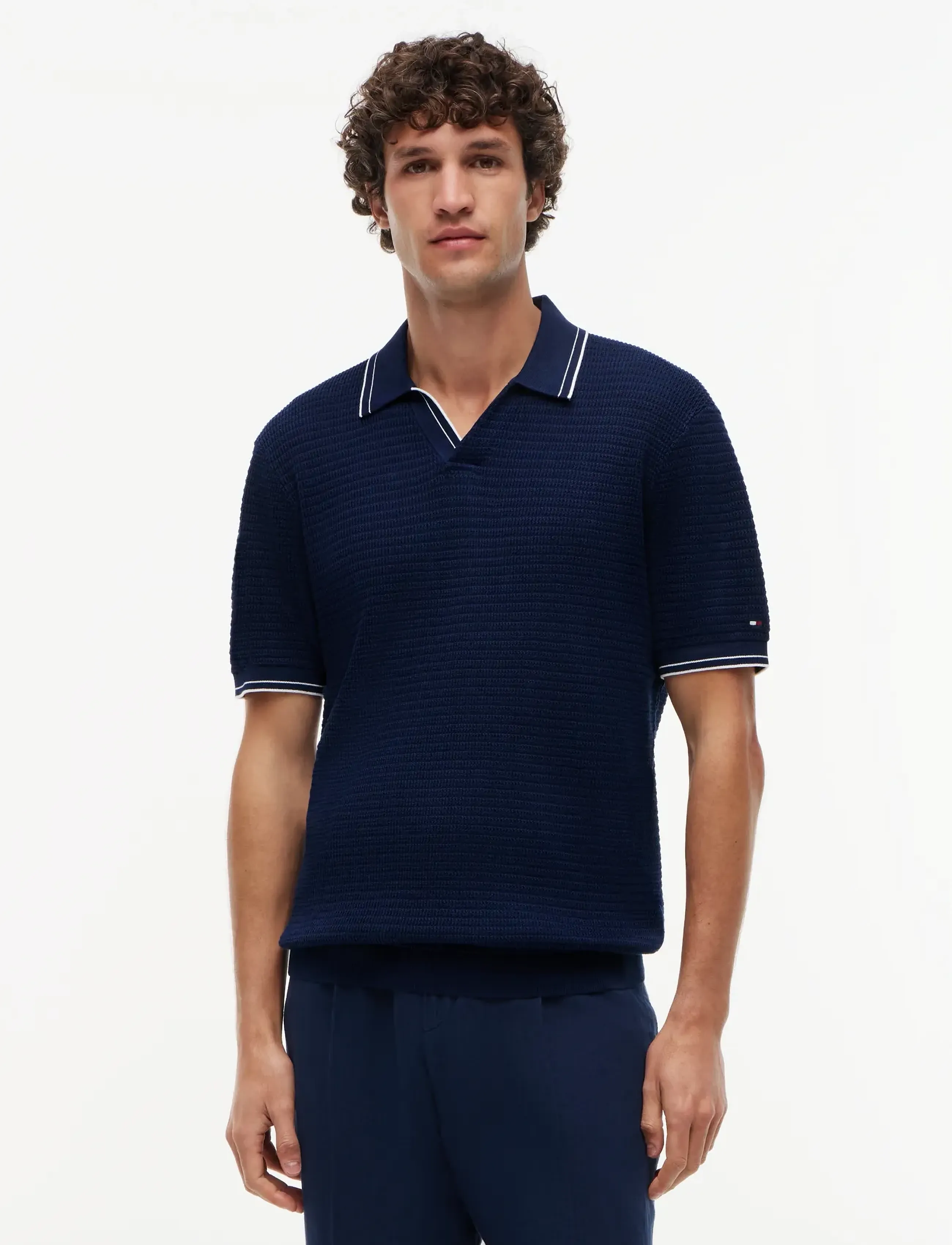 Tommy Hilfiger DC MEDIUM TEXTURE POLO - Strickmode - NAVY IRIS / navy