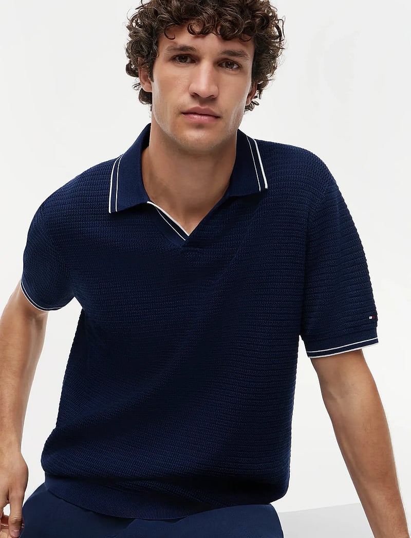 Tommy Hilfiger - DC MEDIUM TEXTURE POLO - gestrickte polohemden - navy iris - 3