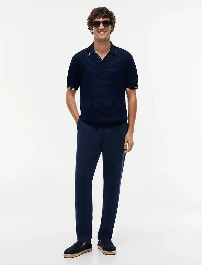 Tommy Hilfiger - DC MEDIUM TEXTURE POLO - gestrickte polohemden - navy iris - 4