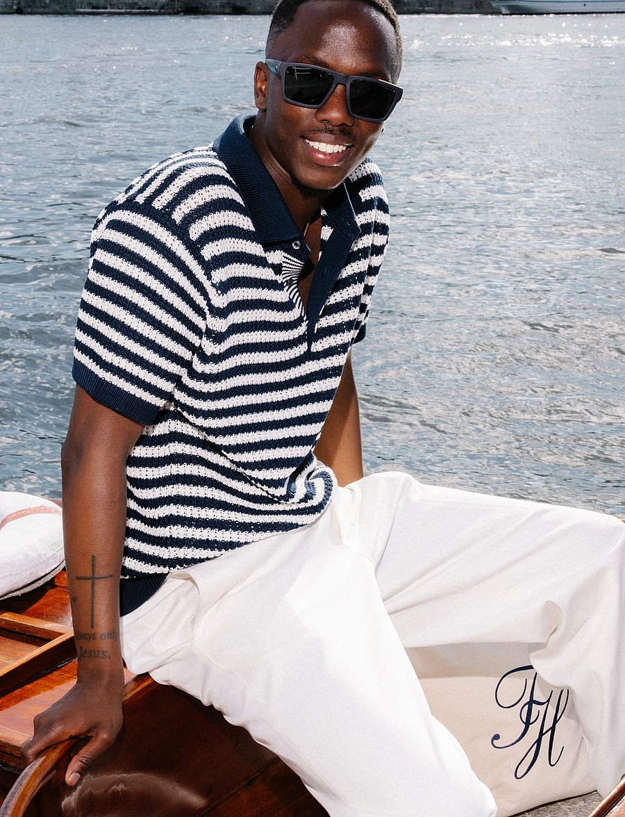 Tommy Hilfiger - DC EXTREME TEXTURE POLO - langärmlige strick-polohemden - navy iris white - 0