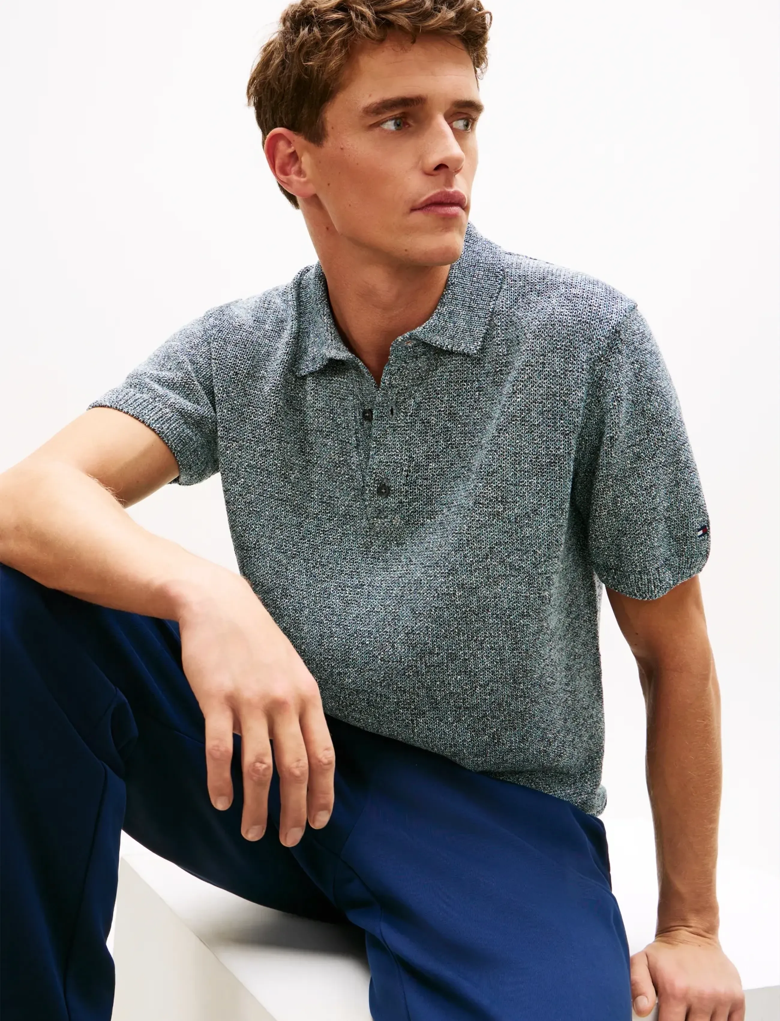 Tommy Hilfiger - DC SPREAD COLLAR MOULINE  POLO - kootud polosärgid - navy iris multi - 4
