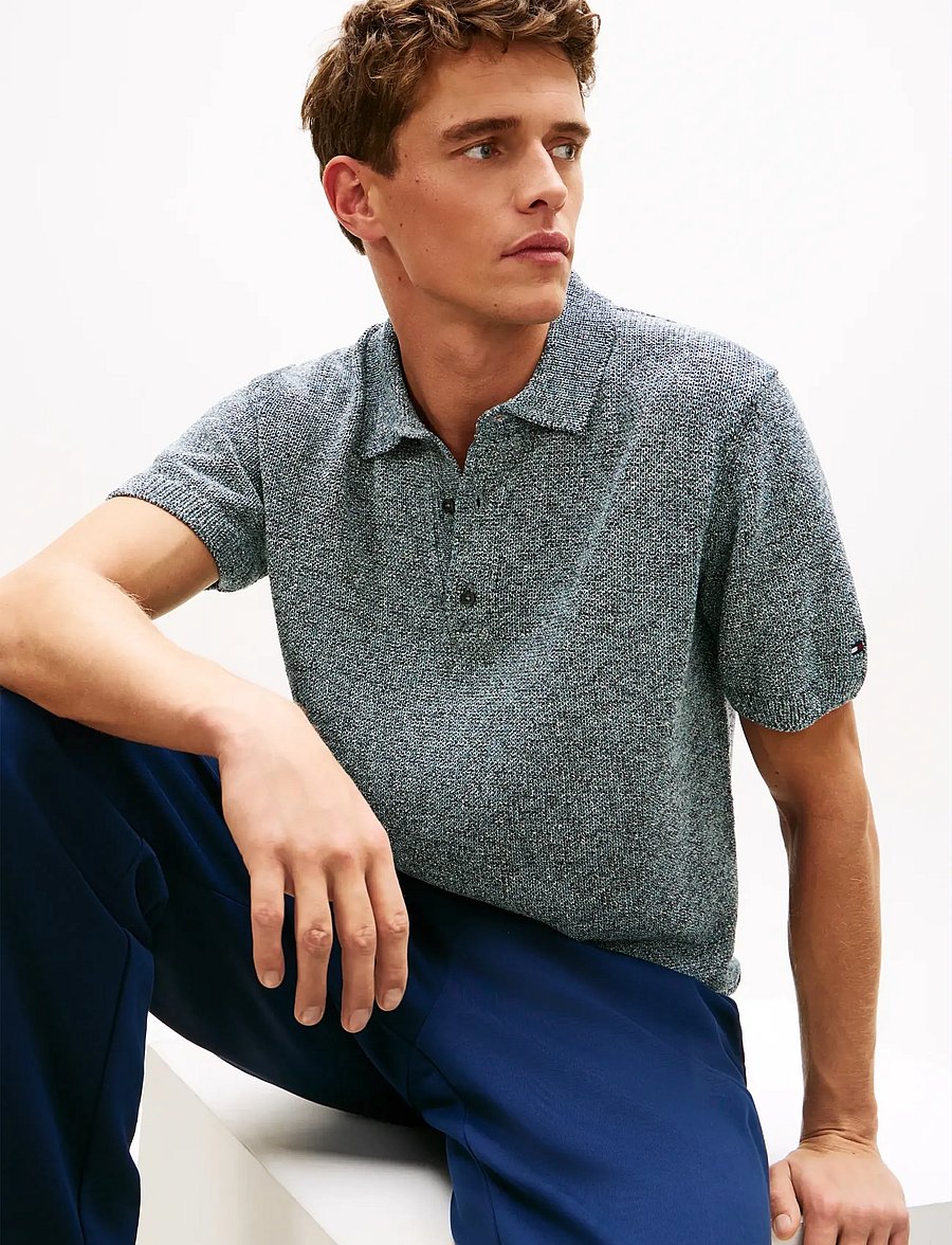 Tommy Hilfiger - DC SPREAD COLLAR MOULINE POLO - kootud polosärgid - navy iris multi - 4