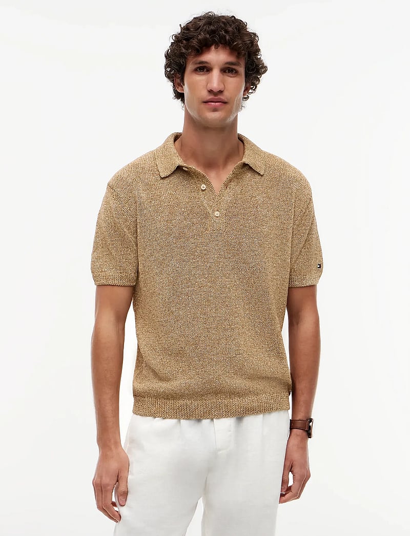 Tommy Hilfiger - DC SPREAD COLLAR MOULINE POLO - gestrickte polohemden - sandalwood multi - 0