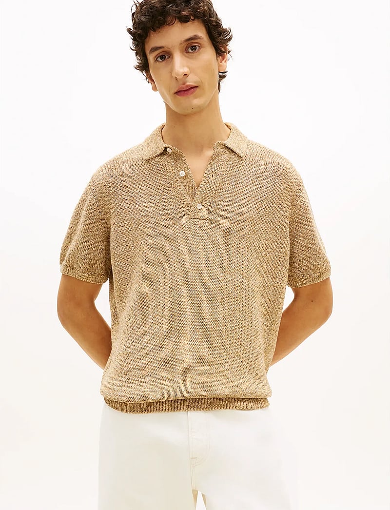 Tommy Hilfiger - DC SPREAD COLLAR MOULINE POLO - gestrickte polohemden - sandalwood multi - 0