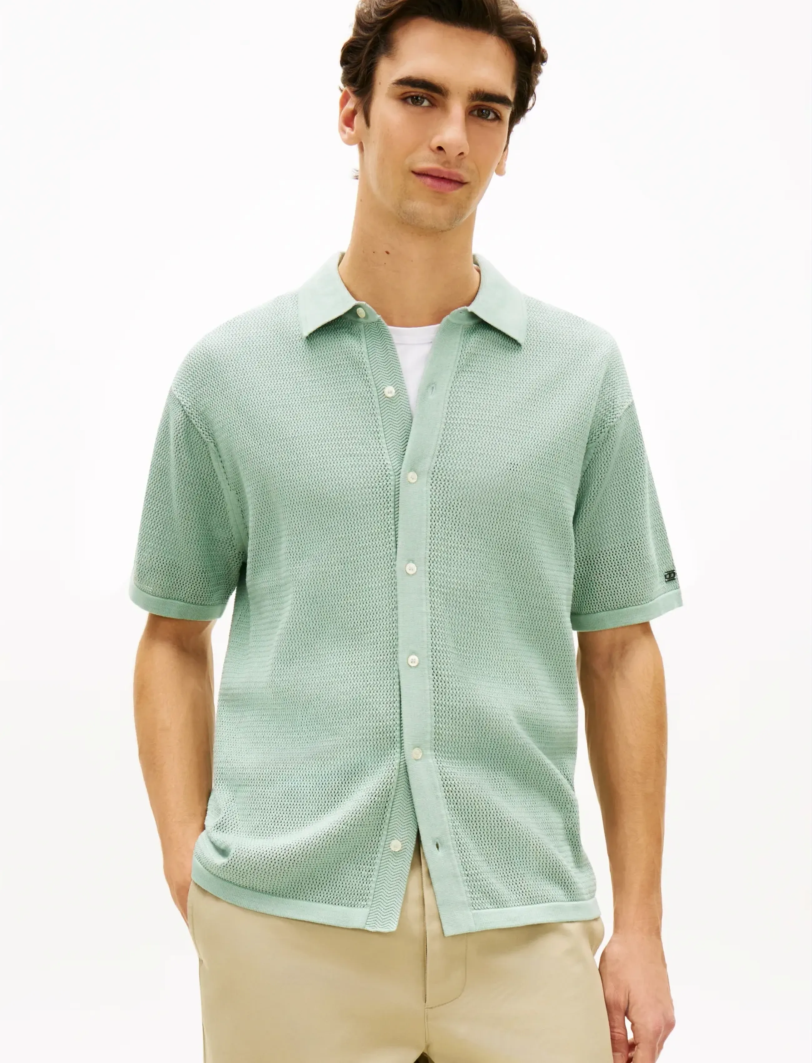 Tommy Hilfiger DC S/S CARDIGAN - Lühikeste varrukatega kootud polosärgid - CRUSHED MINT / green