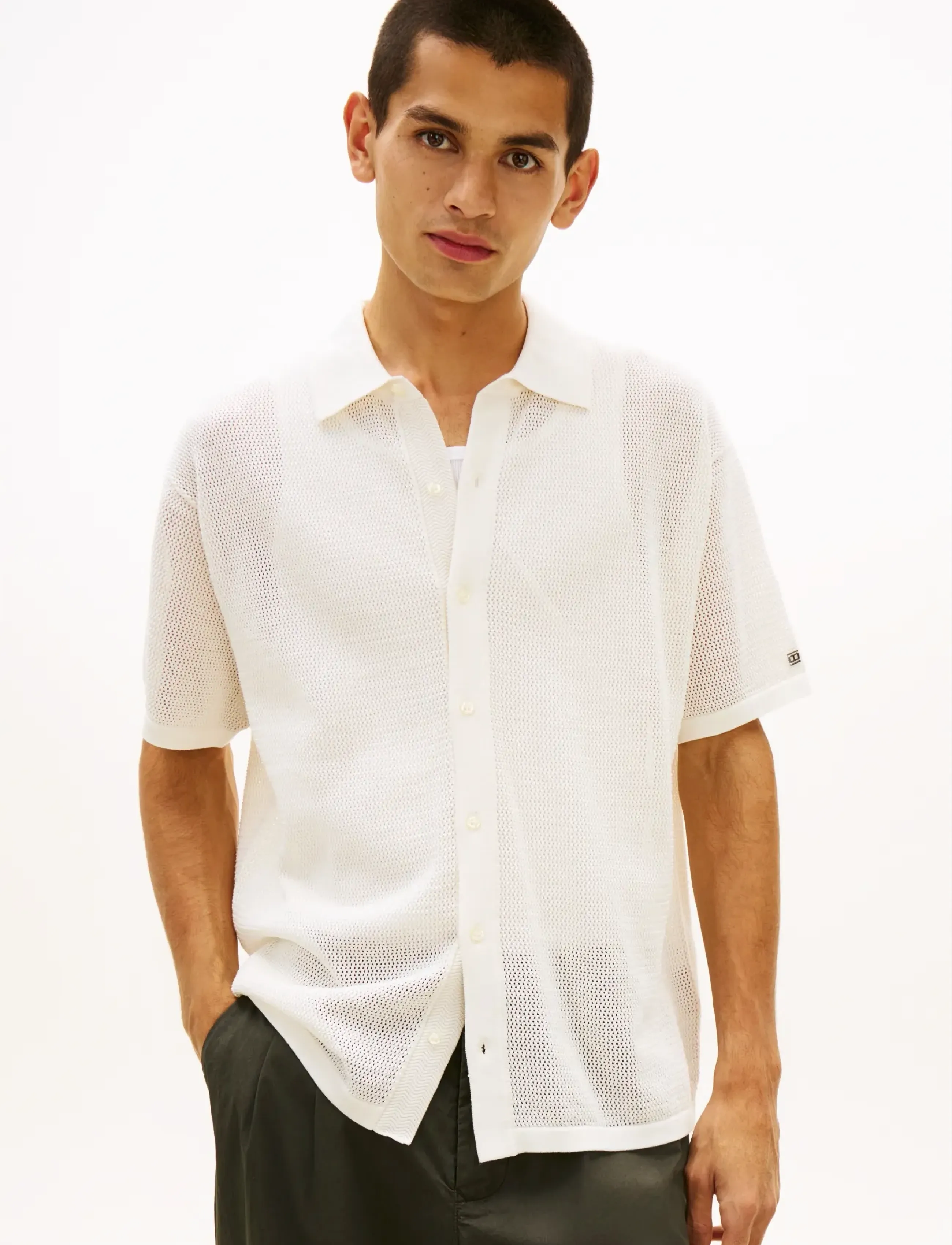 Tommy Hilfiger DC S/S CARDIGAN - Lühikeste varrukatega kootud polosärgid - IVORY / cream