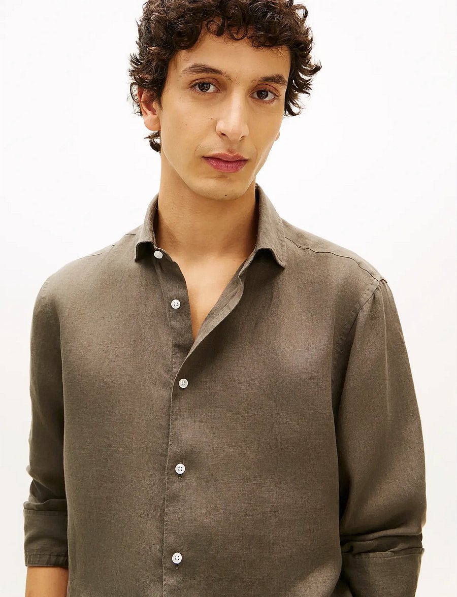 Tommy Hilfiger - DC LINEN SHIRT - linased särgid - army green - 4