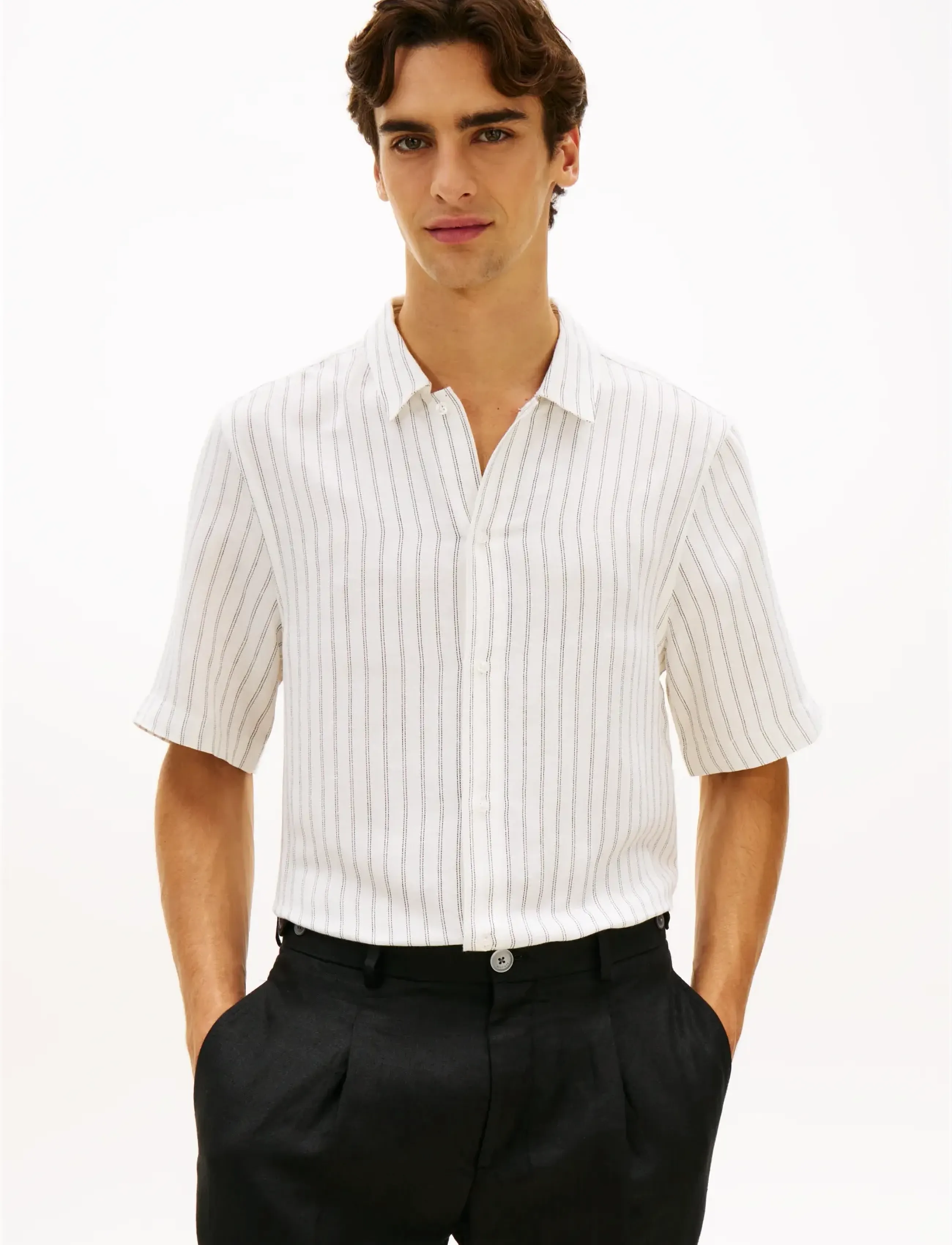 Tommy Hilfiger DC ENGINEERED STRIPE SHIRT - Riided - WHITE BLACK / cream