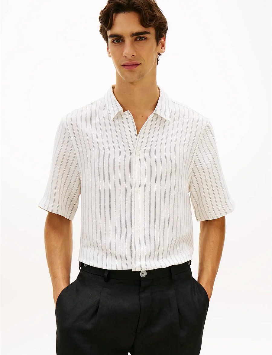 Tommy Hilfiger - DC ENGINEERED STRIPE SHIRT - stribede skjorter - white black - 0