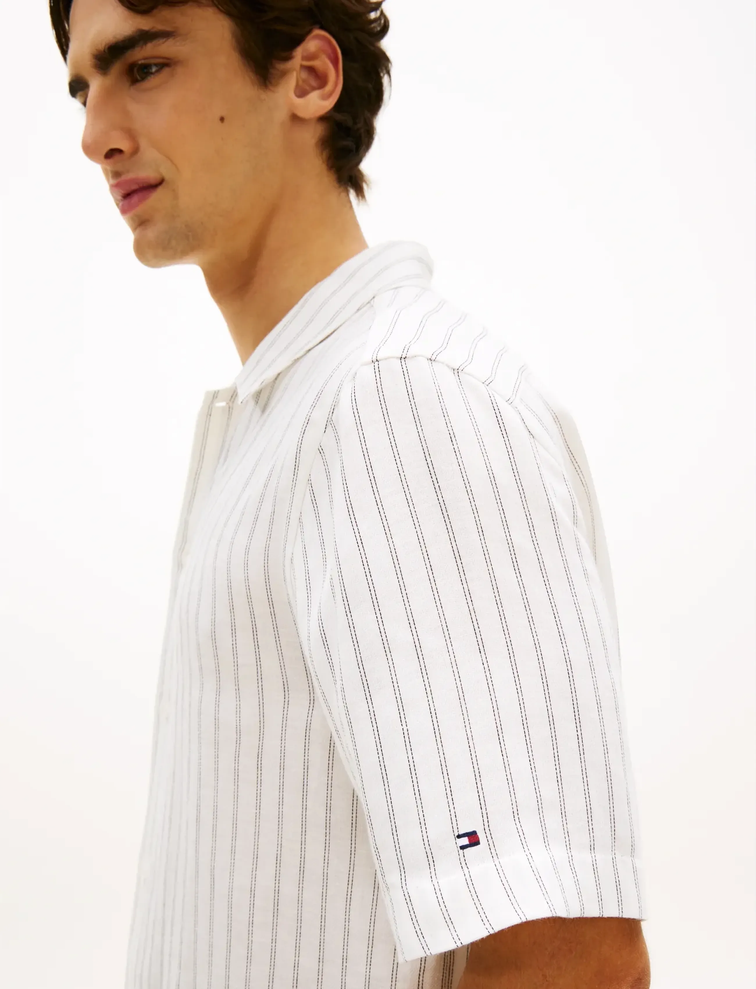 Tommy Hilfiger - DC ENGINEERED STRIPE SHIRT - stribede skjorter - white black - 4