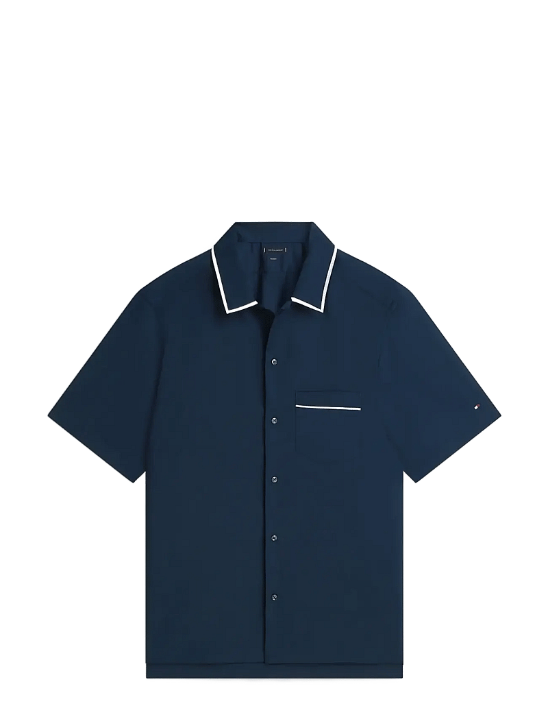 Tommy Hilfiger - DC SUMMER WOOL S/S/ SHIRT - lyhythihaiset kauluspaidat - navy iris - 1