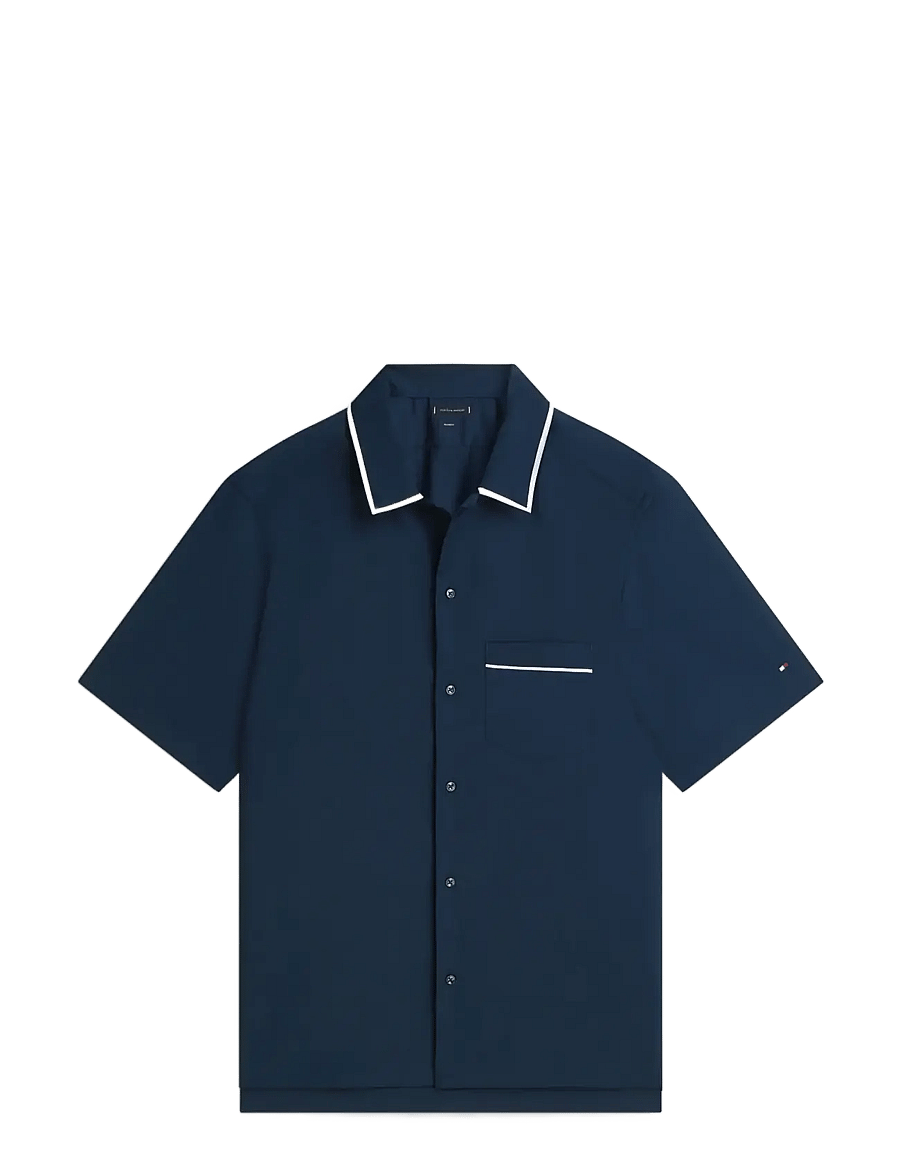 Tommy Hilfiger - DC SUMMER WOOL S/S/ SHIRT - kurzarmhemden - navy iris - 1