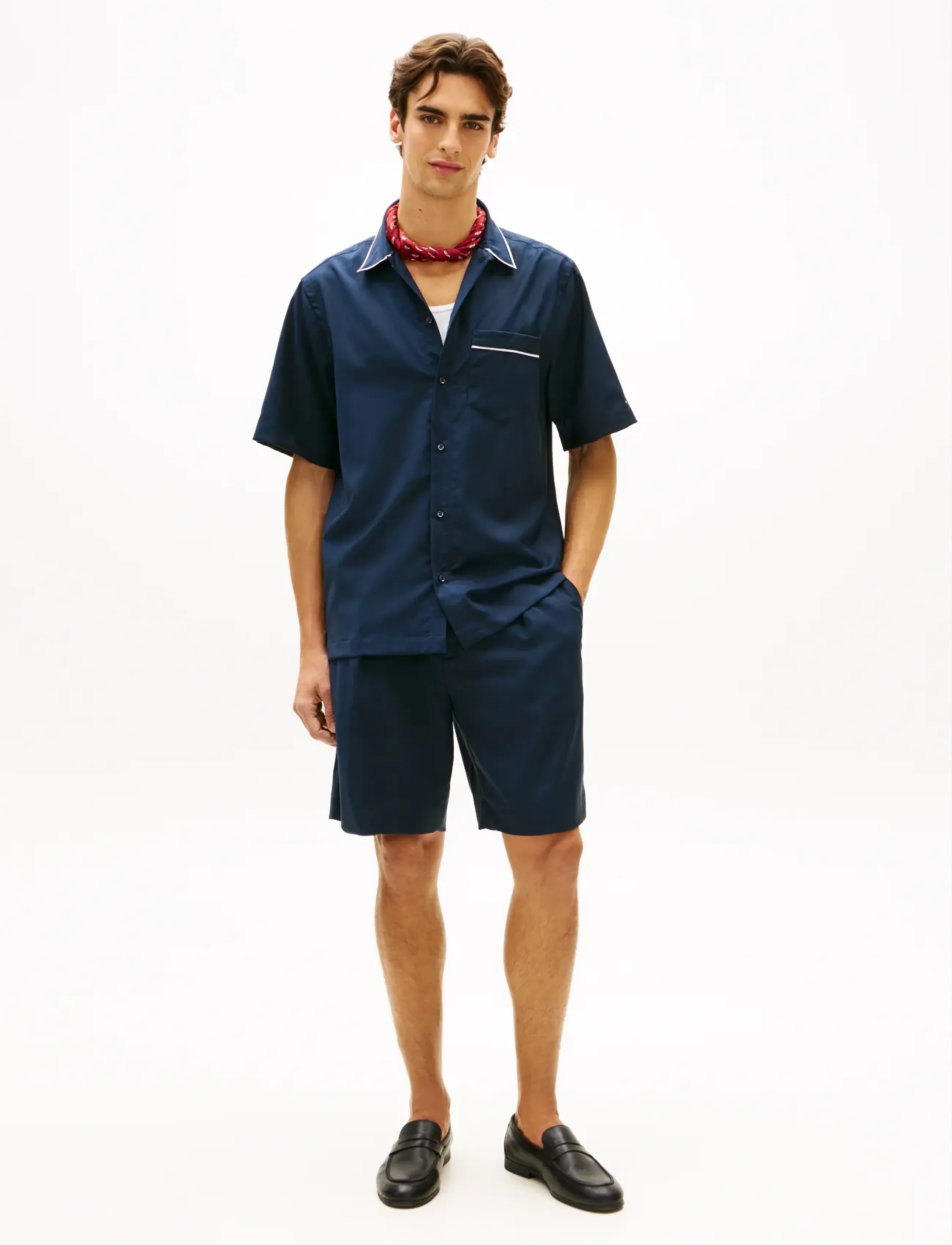 Tommy Hilfiger - DC SUMMER WOOL S/S/ SHIRT - kurzarmhemden - navy iris - 3
