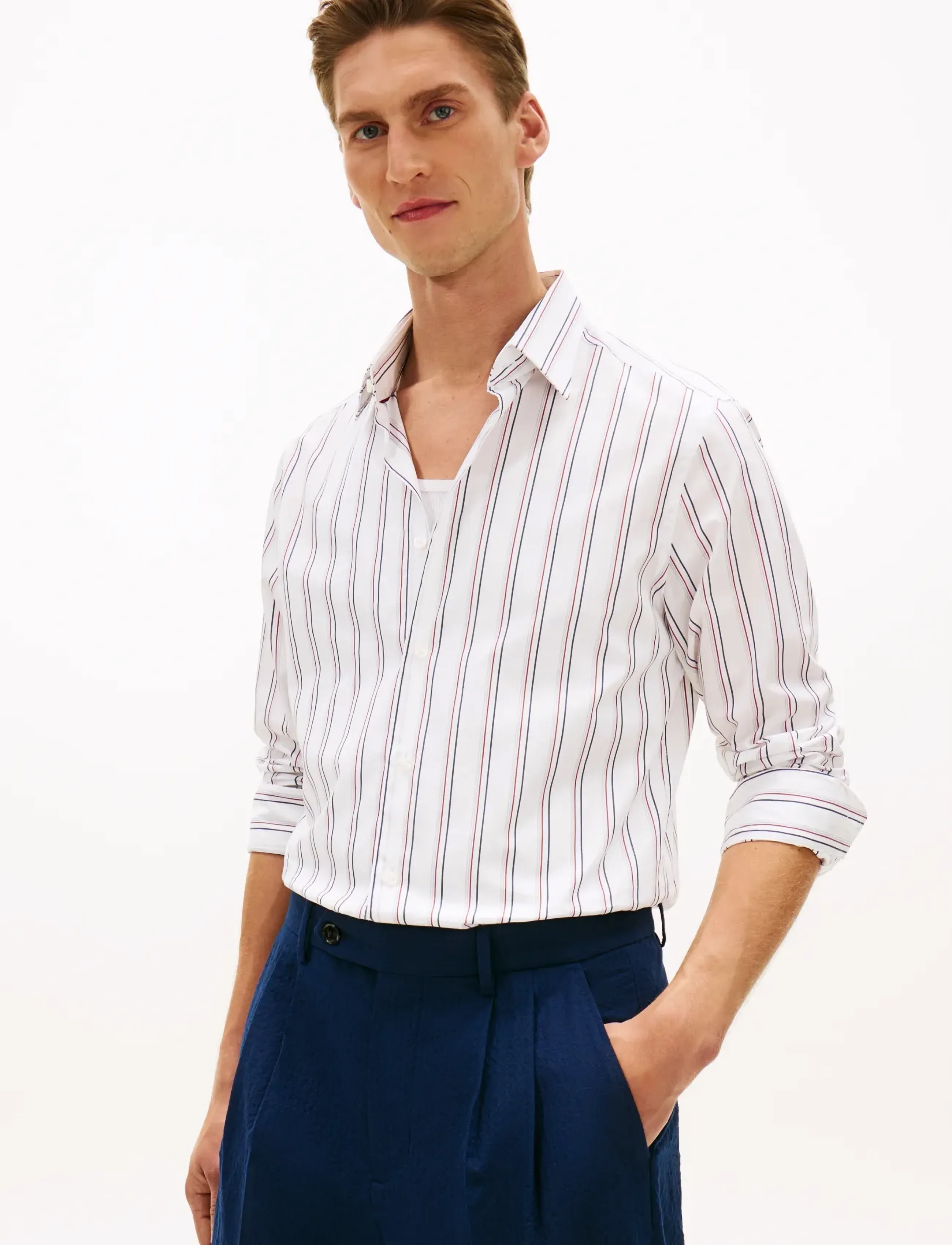 Tommy Hilfiger Dc Seasonal Stripe Shirt, XL, Shirts, Weiß - Striped Männerswear