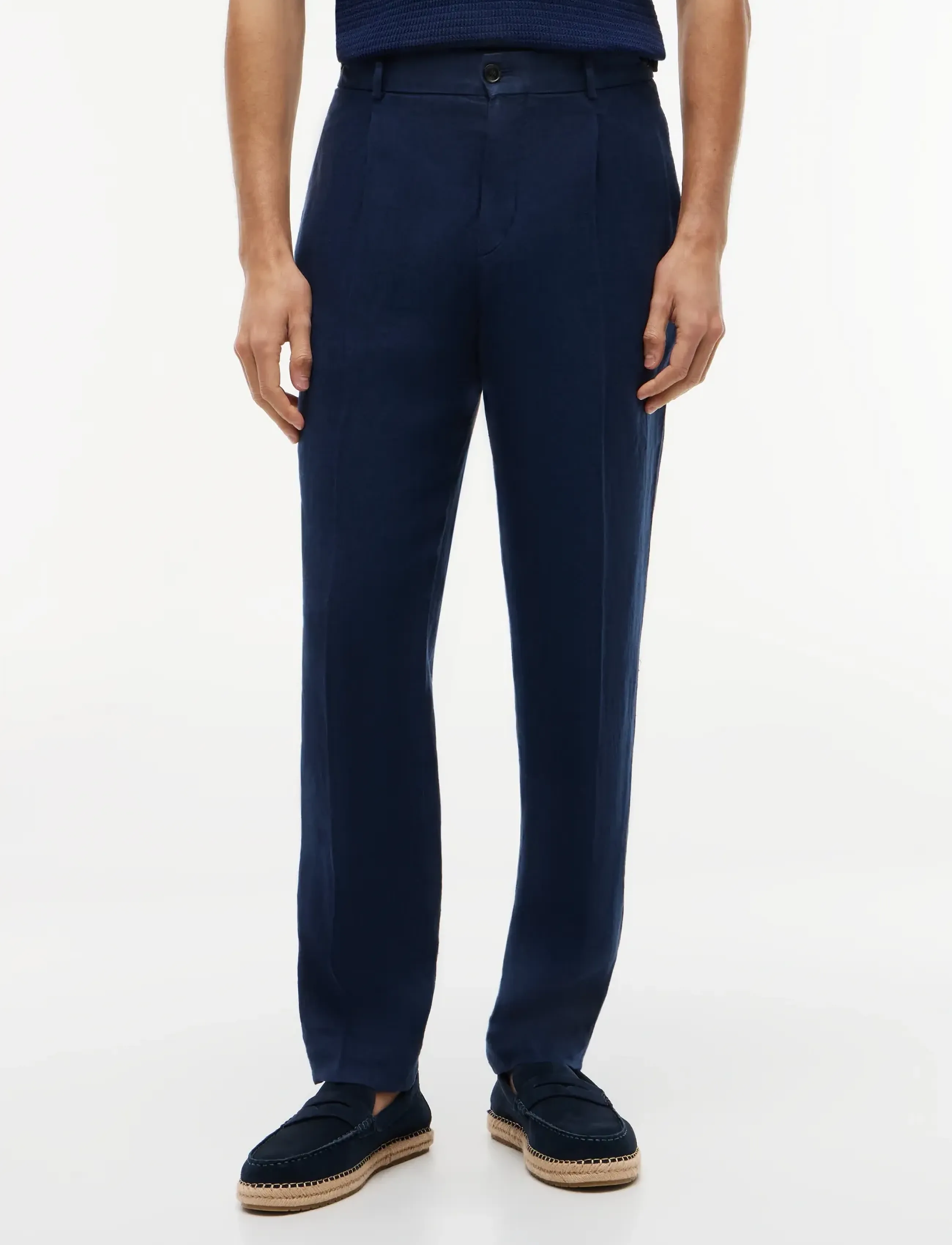 Tommy Hilfiger DC GMD LINEN PANTS - Pellavahousut - NAVY IRIS / navy