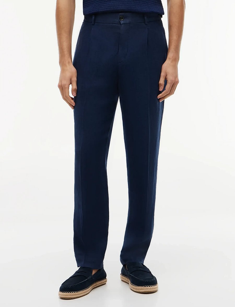 Tommy Hilfiger - DC GMD LINEN PANTS - linne kostymbyxor - navy iris - 0