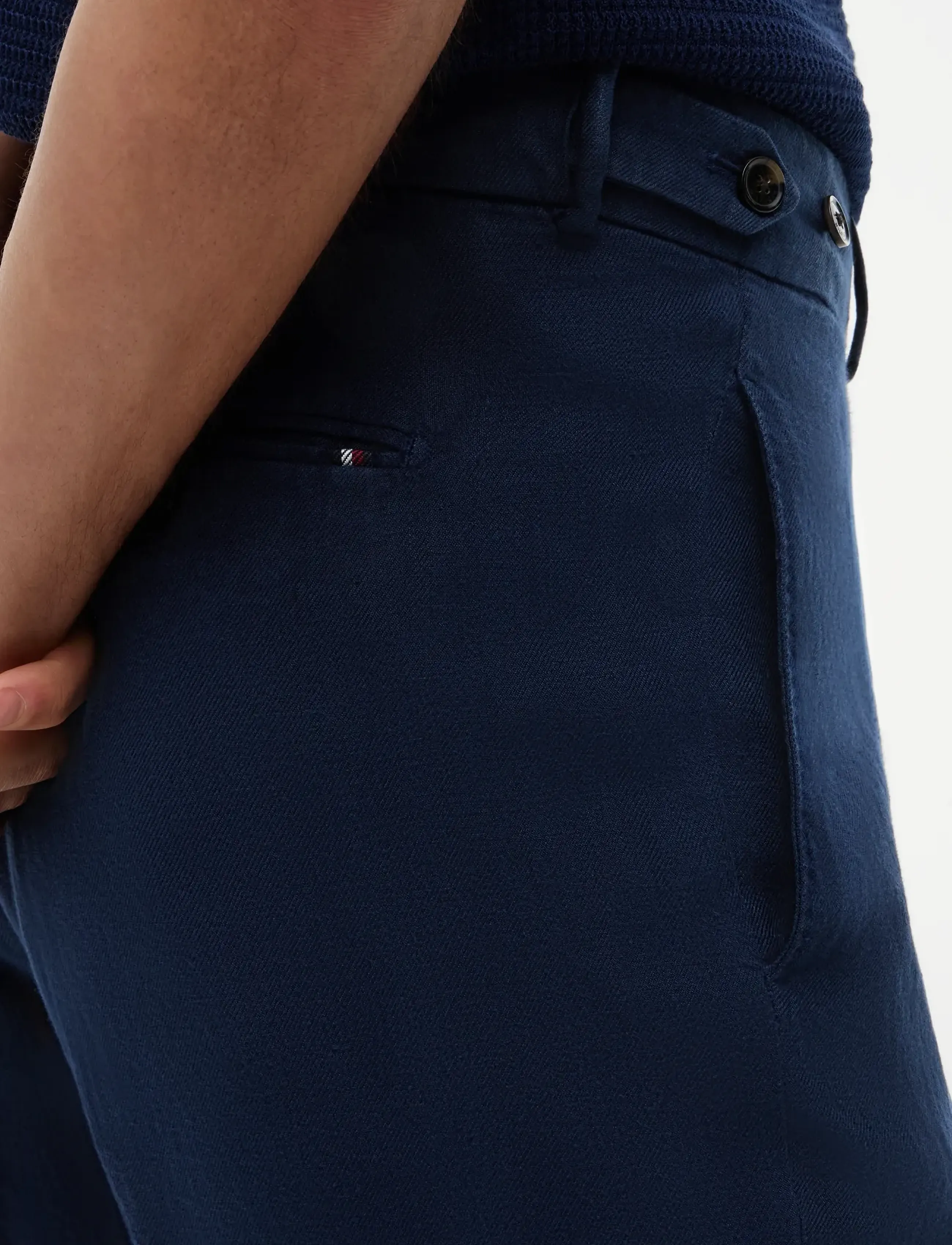 Tommy Hilfiger - DC GMD LINEN PANTS - hørbukser - navy iris - 4