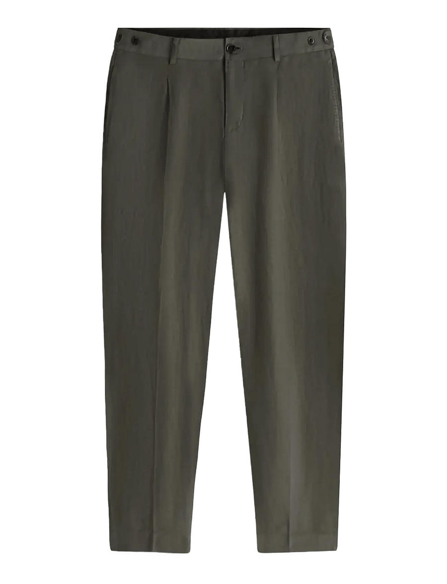 Tommy Hilfiger - DC GMD LINEN PANTS - linased ülikonnapüksid - platinum olive - 1