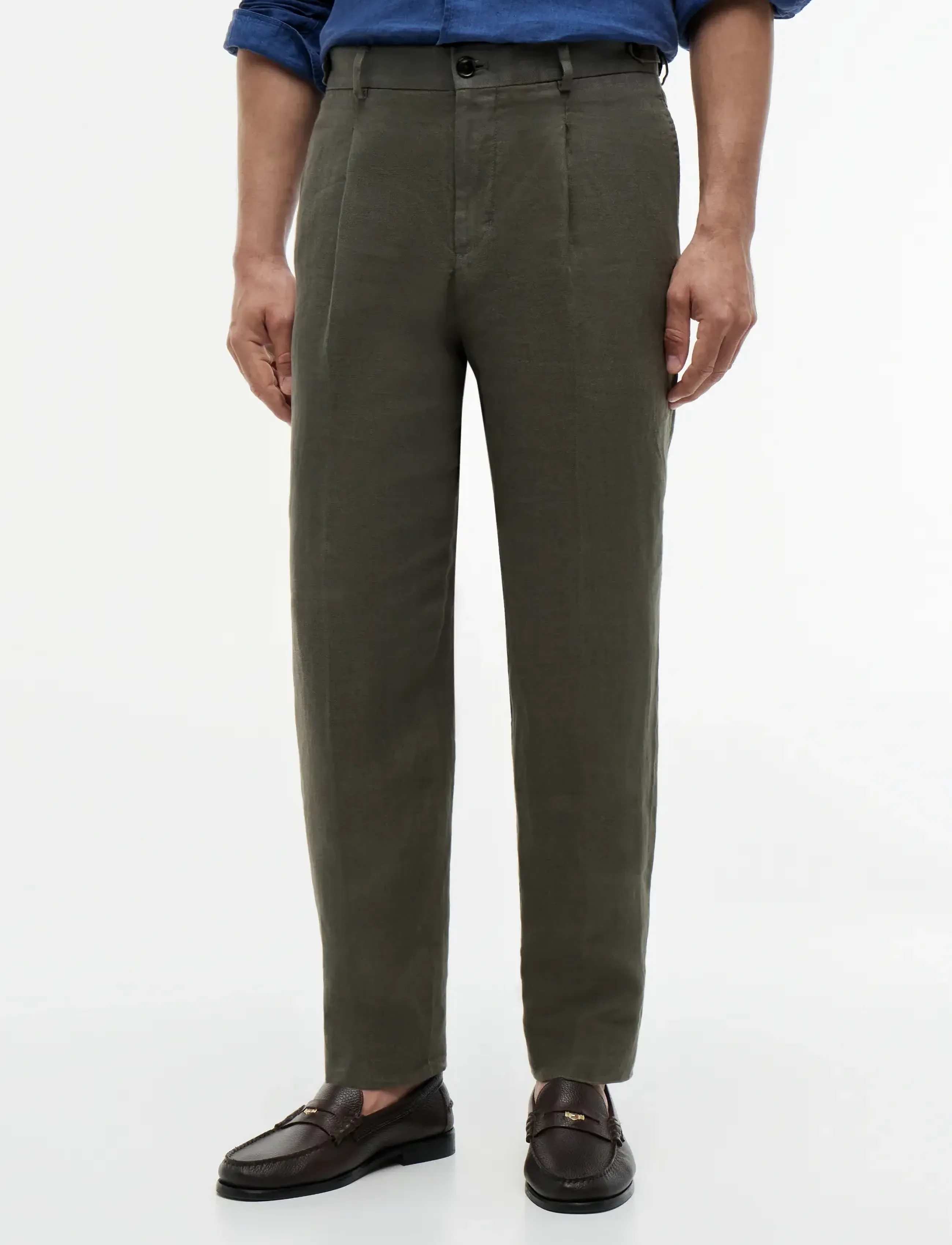 Tommy Hilfiger DC GMD LINEN PANTS - Pellavahousut - PLATINUM OLIVE / khaki/green