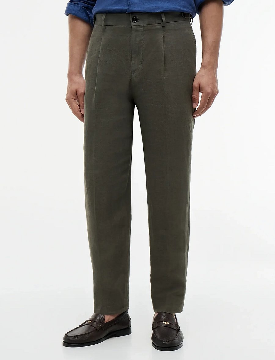 Tommy Hilfiger - DC GMD LINEN PANTS - linased ülikonnapüksid - platinum olive - 0