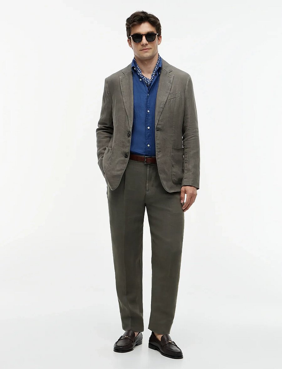 Tommy Hilfiger - DC GMD LINEN PANTS - linased ülikonnapüksid - platinum olive - 3