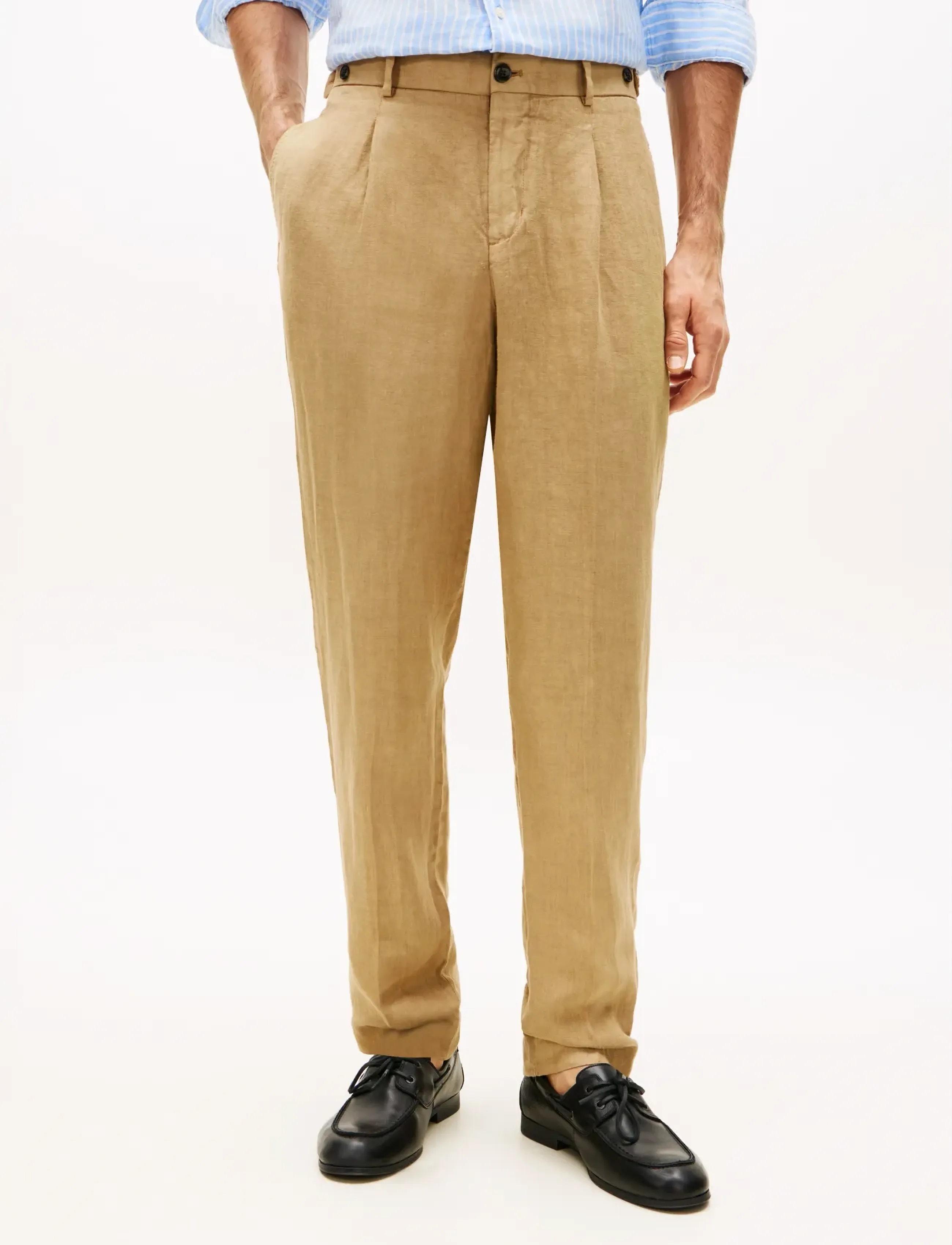Tommy Hilfiger DC GMD LINEN PANTS - Habitbukser - SANDALWOOD / beige
